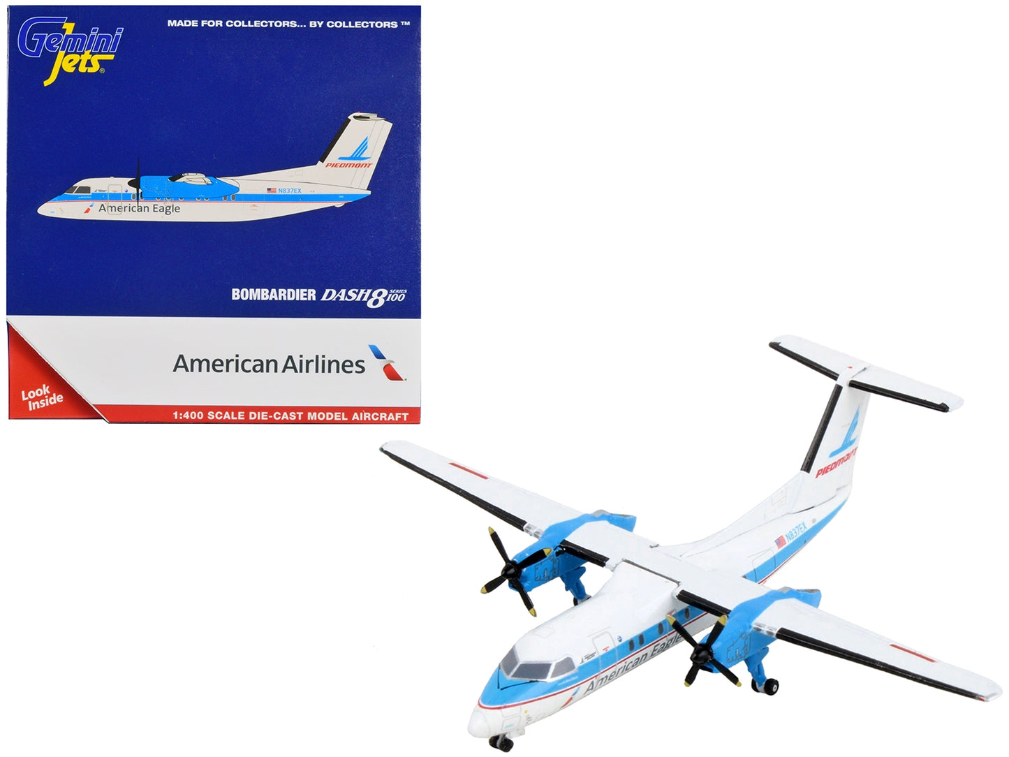 Bombardier Dash 8-100 Commercial Aircraft "American Airlines - American Eagle - Piedmont Airlines" White with Blue Stripes 1/400 Diecast Model Airplane by GeminiJets - Premium Bombardier from GeminiJets - Just $66.28! Shop now at Rapidvehicles