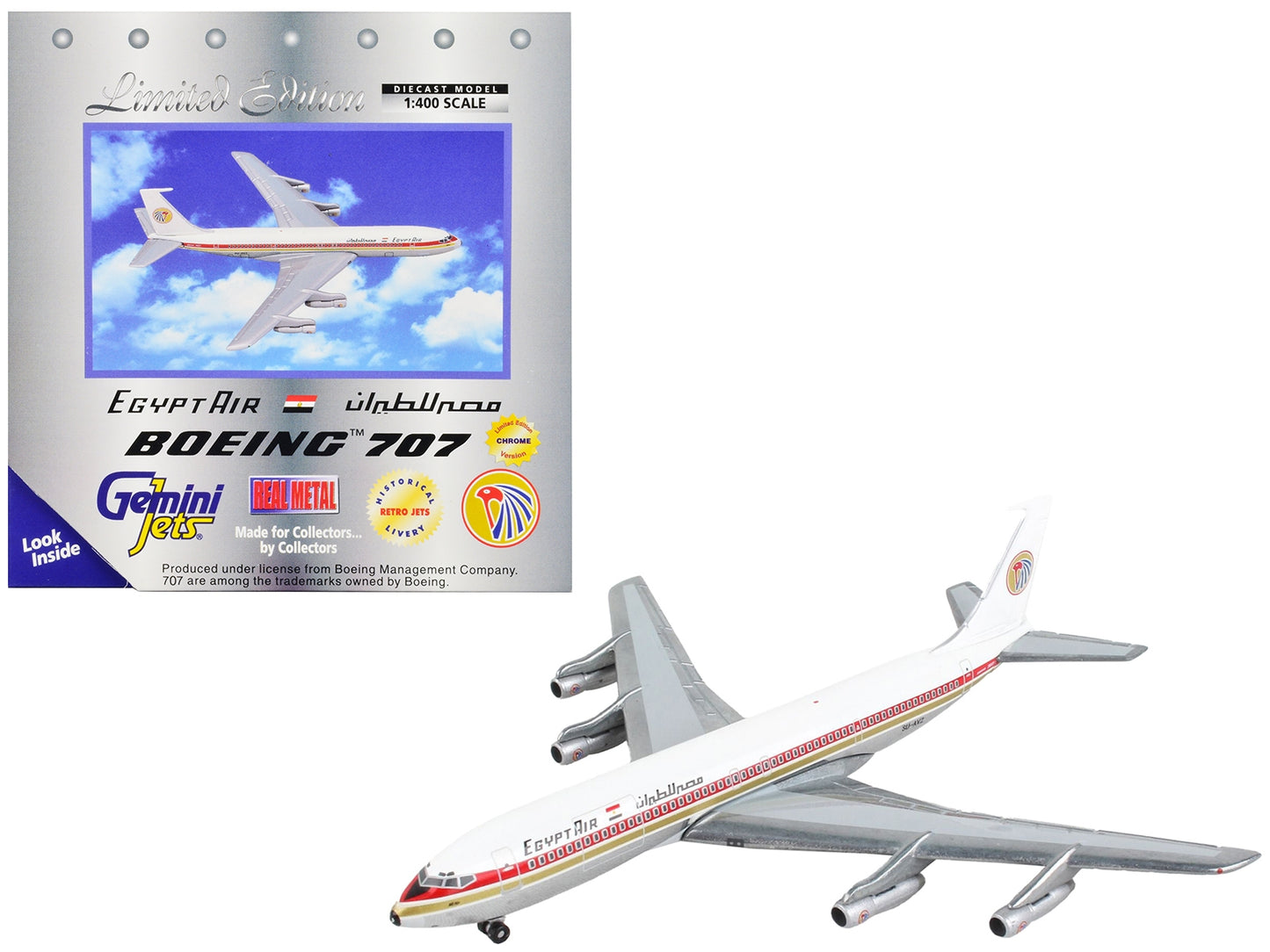 Boeing 707 Commercial Aircraft "EgyptAir" White with Red and Gold - Premium Boeing from GeminiJets - Just $71.09! Shop now at Rapidvehicles