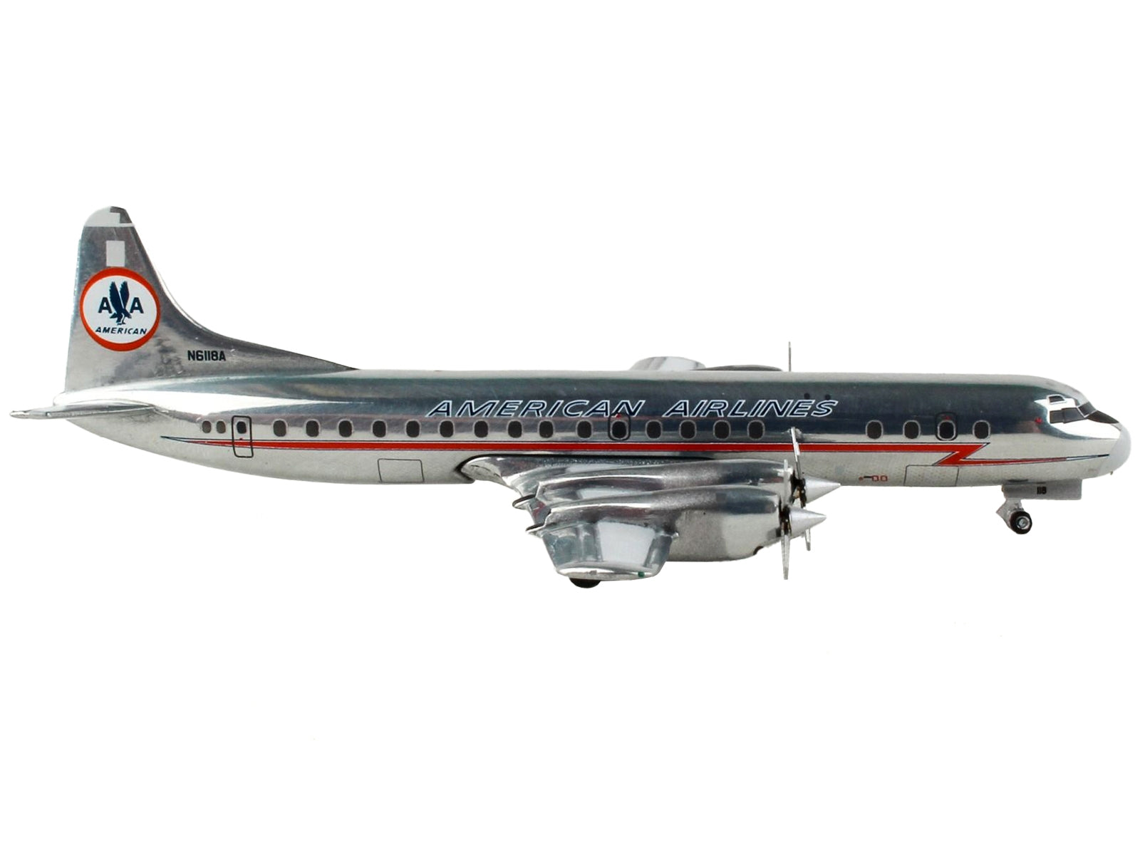 Lockheed L-188 Electra Commercial Aircraft "American Airlines" Silver with Red Stripes 1/400 Diecast Model Airplane by GeminiJets - Premium Lockheed from GeminiJets - Just $70.13! Shop now at Rapidvehicles