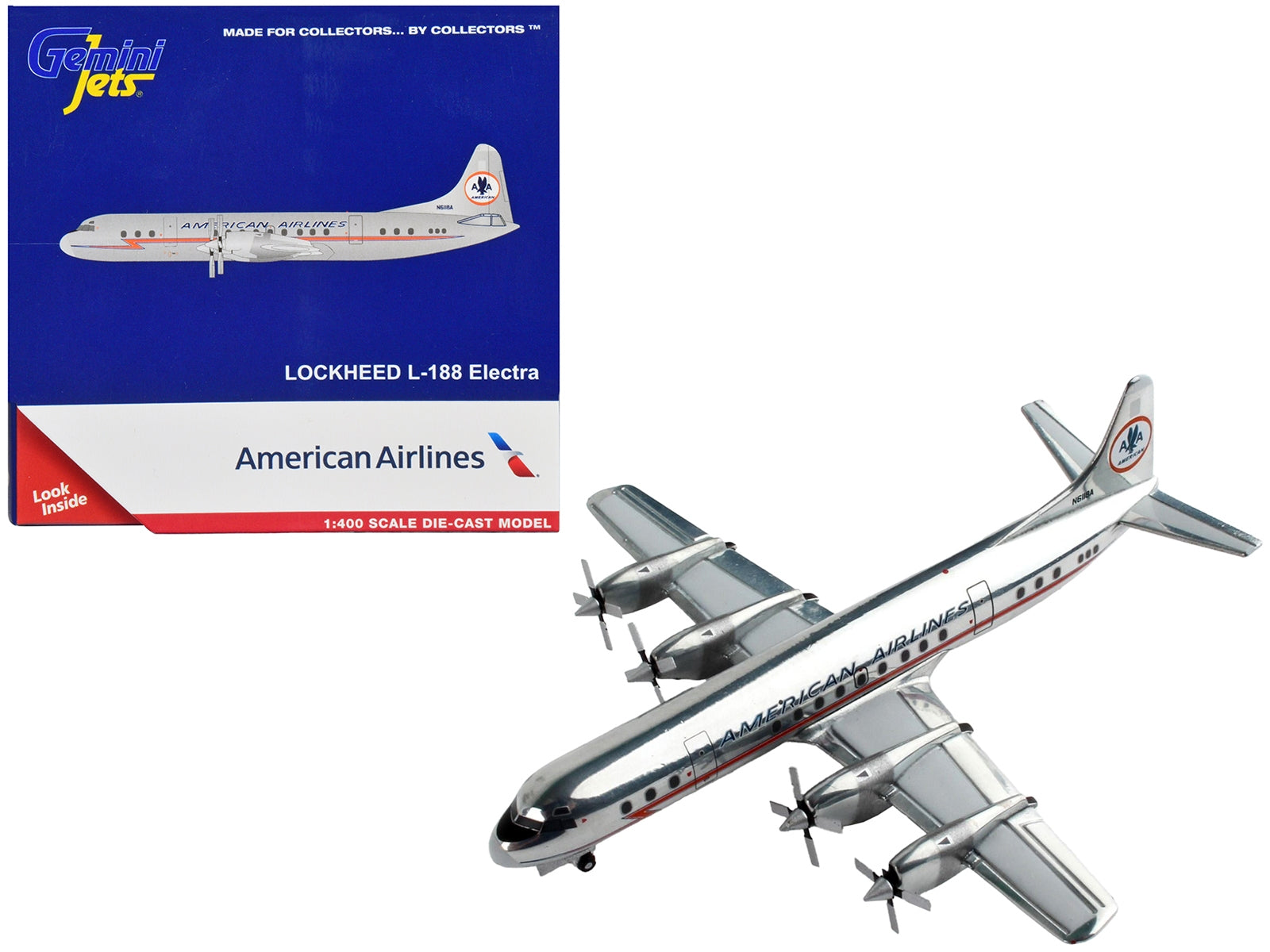 Lockheed L-188 Electra Commercial Aircraft "American Airlines" Silver with Red Stripes 1/400 Diecast Model Airplane by GeminiJets - Premium Lockheed from GeminiJets - Just $67.99! Shop now at Rapidvehicles