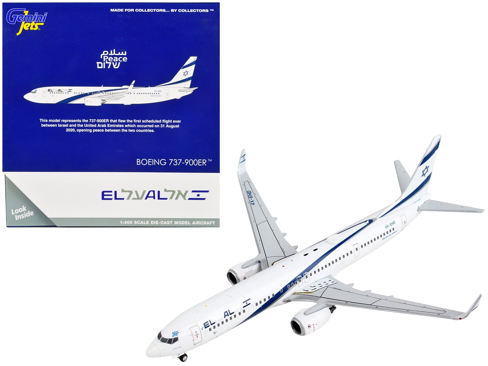 Boeing 737-900ER Commercial Aircraft "El Al Israel Airlines" White with Blue Stripes 1/400 Diecast Model Airplane by GeminiJets - Premium Boeing from GeminiJets - Just $64.99! Shop now at Rapidvehicles