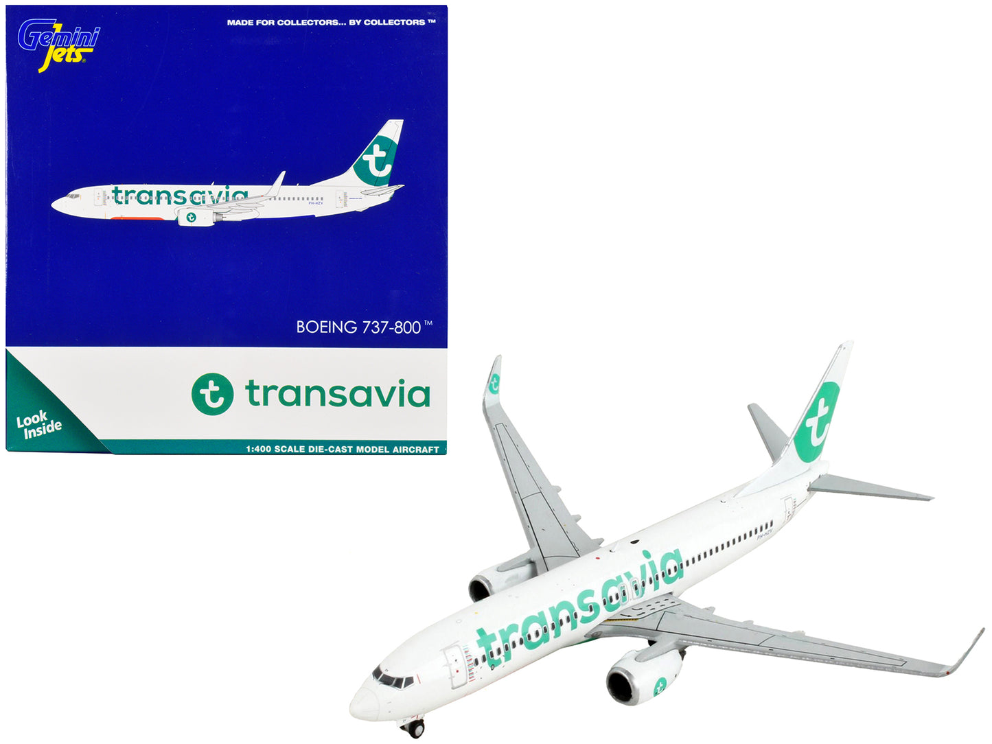 Boeing 737-800 Commercial Aircraft "Transavia Airlines" White with Green Tail 1/400 Diecast Model Airplane by GeminiJets  free shipping USA