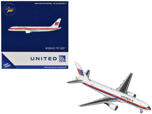 Boeing 757-200 Commercial Aircraft "United Airlines" (N536UA) White with Stripes 1/400 Diecast Model Airplane by GeminiJets