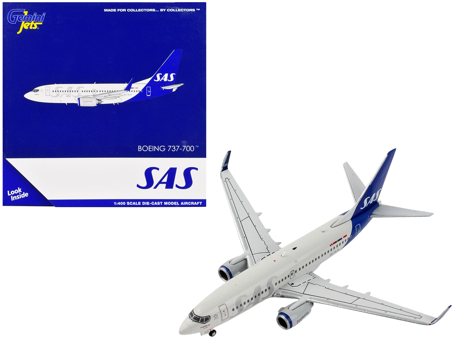 Boeing 737-700 Commercial Aircraft "Scandinavian Airlines" Gray with Blue Tail 1/400 Diecast Model Airplane by GeminiJets - Premium Boeing from GeminiJets - Just $66.99! Shop now at Rapidvehicles