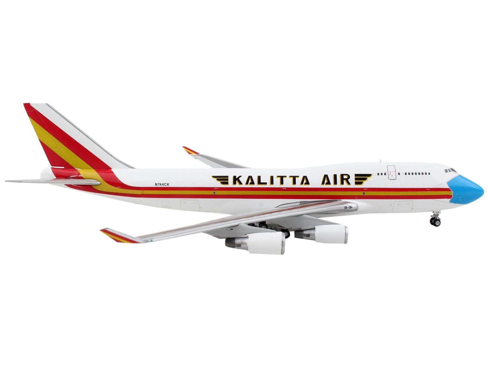 Boeing 747-400F Commercial Aircraft "Kalitta Air" White with Stripes "Mask" Livery 1/400 Diecast Model Airplane by GeminiJets - Premium Boeing from GeminiJets - Just $85.99! Shop now at Rapidvehicles