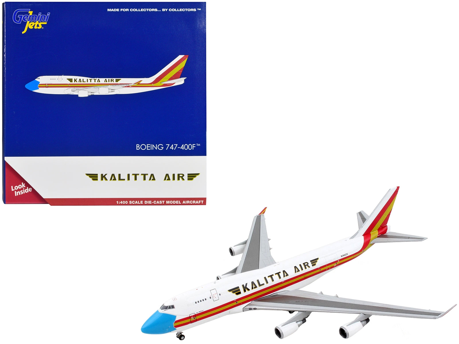 Boeing 747-400F Commercial Aircraft "Kalitta Air" White with Stripes "Mask" Livery 1/400 Diecast Model Airplane by GeminiJets - Premium Boeing from GeminiJets - Just $85.99! Shop now at Rapidvehicles