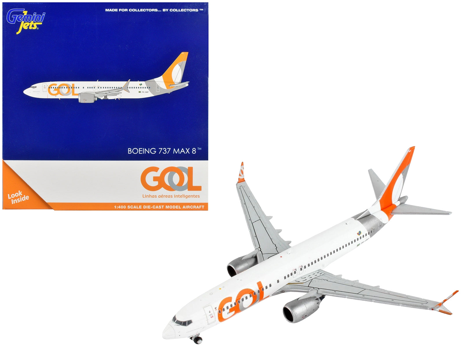 Boeing 737 MAX 8 Commercial Aircraft "Gol Linhas Aereas Inteligentes" White with Orange and Silver Tail 1/400 Diecast Model Airplane by GeminiJets - Premium Boeing from GeminiJets - Just $66.99! Shop now at Rapidvehicles