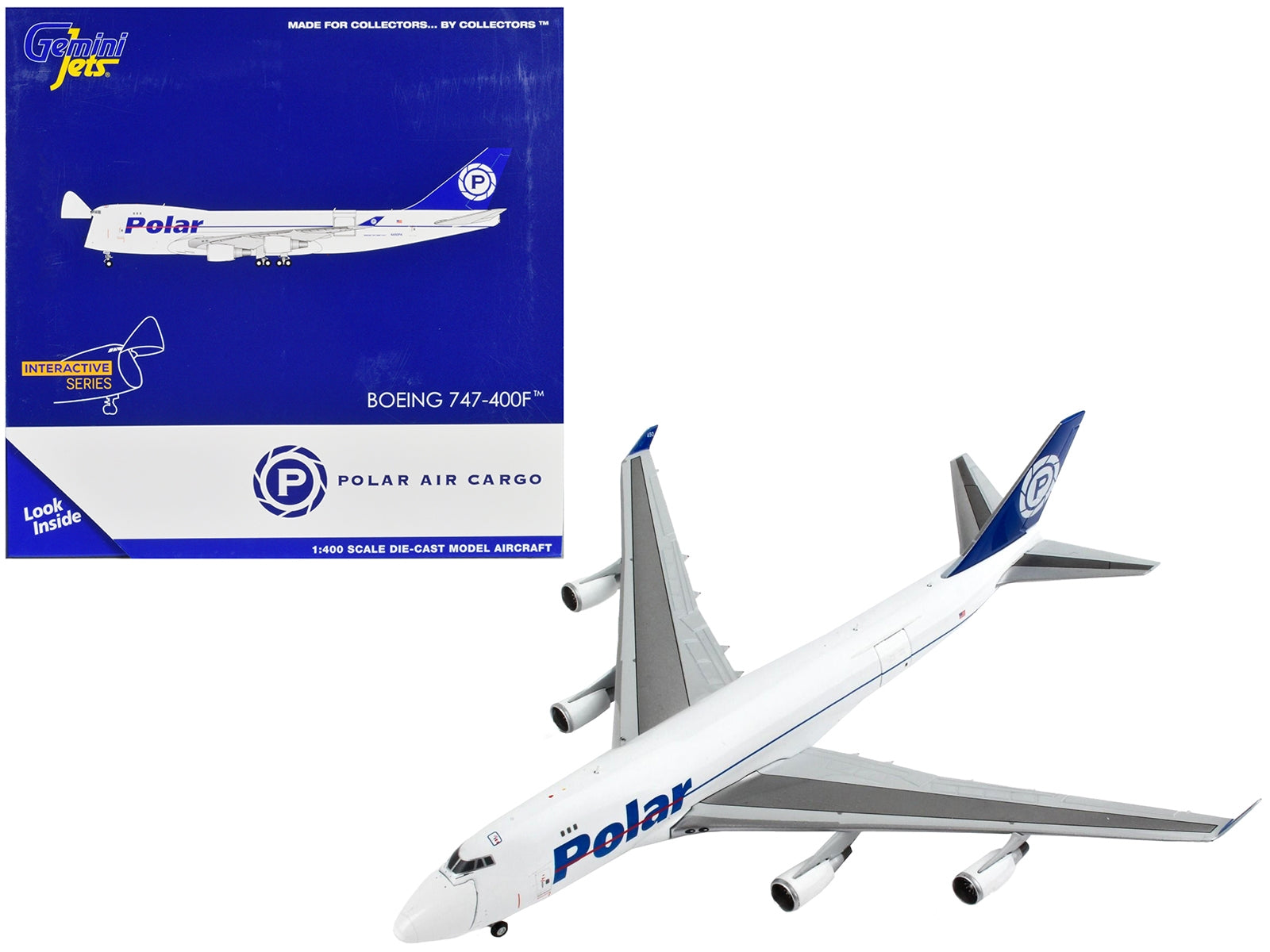 Boeing 747-400F Commercial Aircraft "Polar Air Cargo" White with Blue Tail "Interactive Series" 1/400 Diecast Model Airplane by GeminiJets - Premium Boeing from GeminiJets - Just $89.43! Shop now at Rapidvehicles