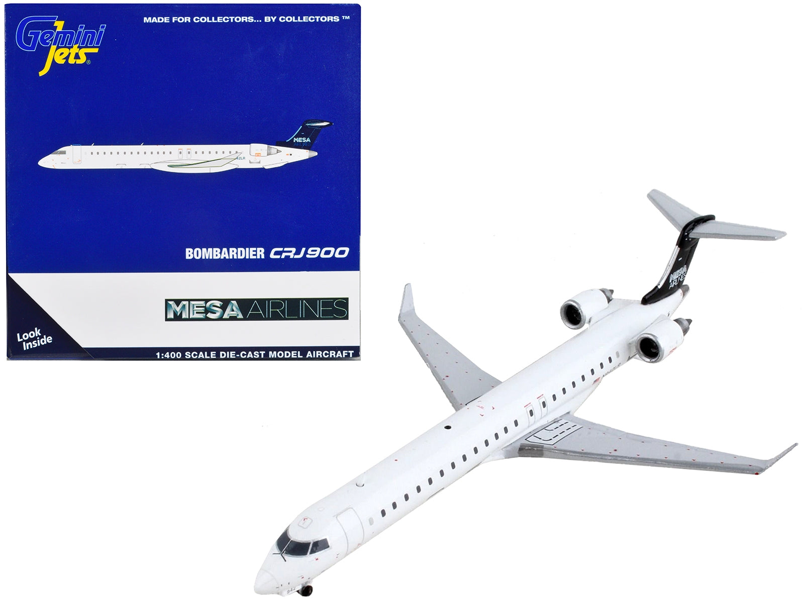 Bombardier CRJ900 Commercial Aircraft "Mesa Airlines" White with Black Tail 1/400 Diecast Model Airplane by GeminiJets - Premium Bombardier from GeminiJets - Just $64.99! Shop now at Rapidvehicles