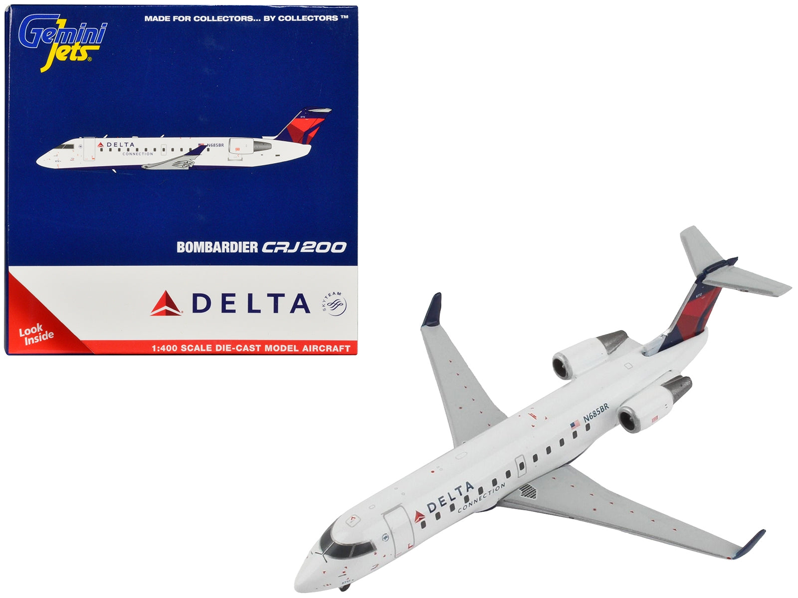 Bombardier CRJ200 Commercial Aircraft "Delta Connection" (N685BR) White with Red and Blue Tail 1/400 Diecast Model Airplane by GeminiJets - Premium Bombardier from GeminiJets - Just $63.99! Shop now at Rapidvehicles