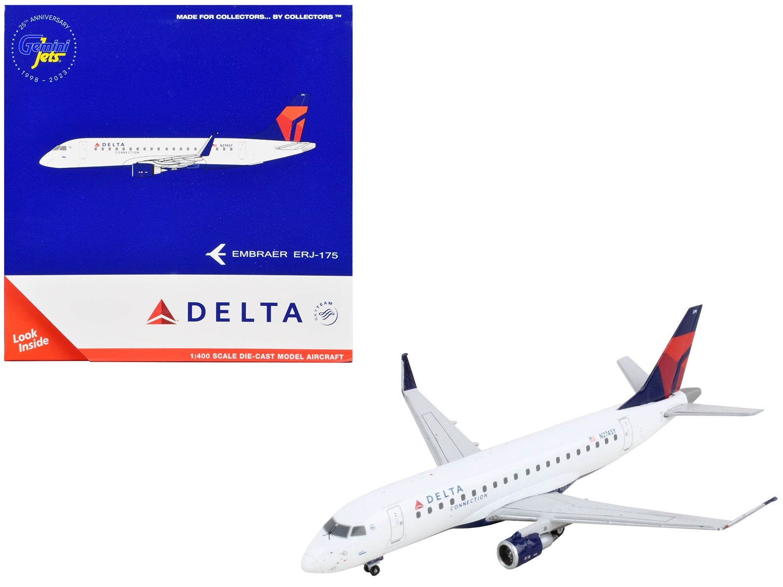 Embraer ERJ-175 Commercial Aircraft "Delta Connection - Delta Air Lines" White with Red and Blue Tail 1/400 Diecast Model Airplane by GeminiJets - Premium Embraer from GeminiJets - Just $64.99! Shop now at Rapidvehicles