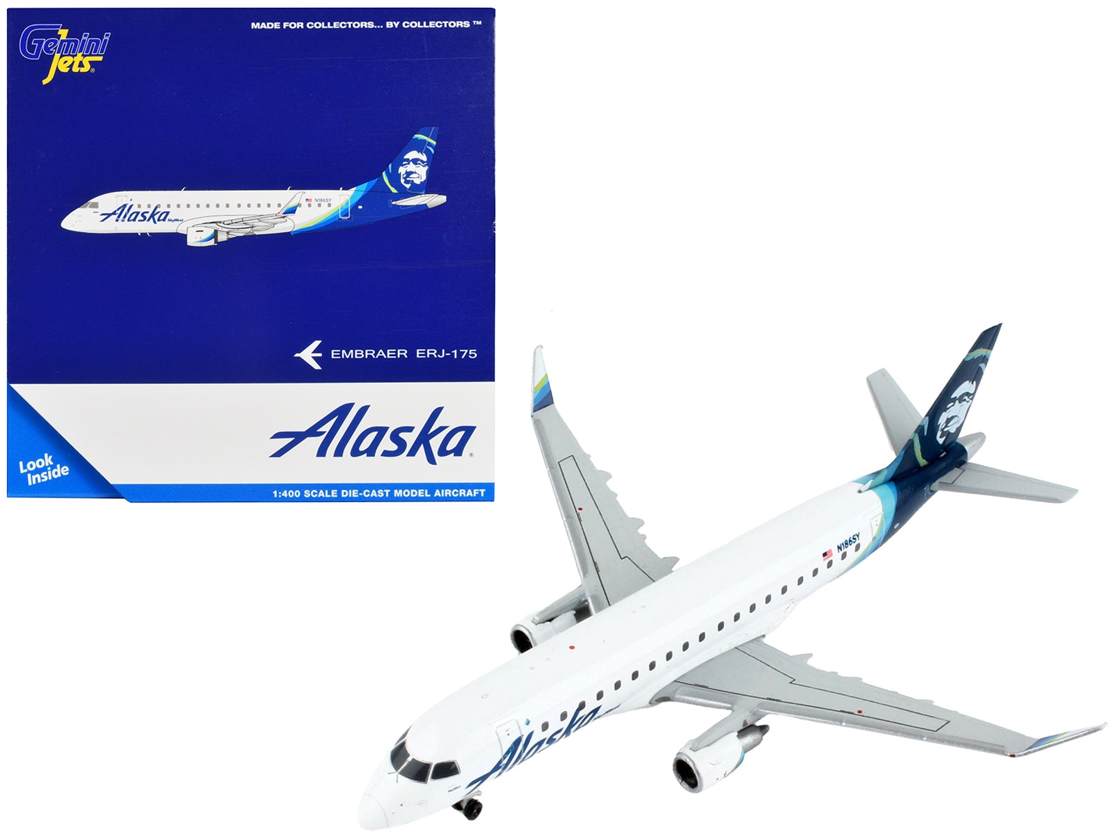 Embraer ERJ-175 Commercial Aircraft "Alaska Airlines" White with Blue Tail 1/400 Diecast Model Airplane by GeminiJets - Premium Embraer from GeminiJets - Just $65.99! Shop now at Rapidvehicles