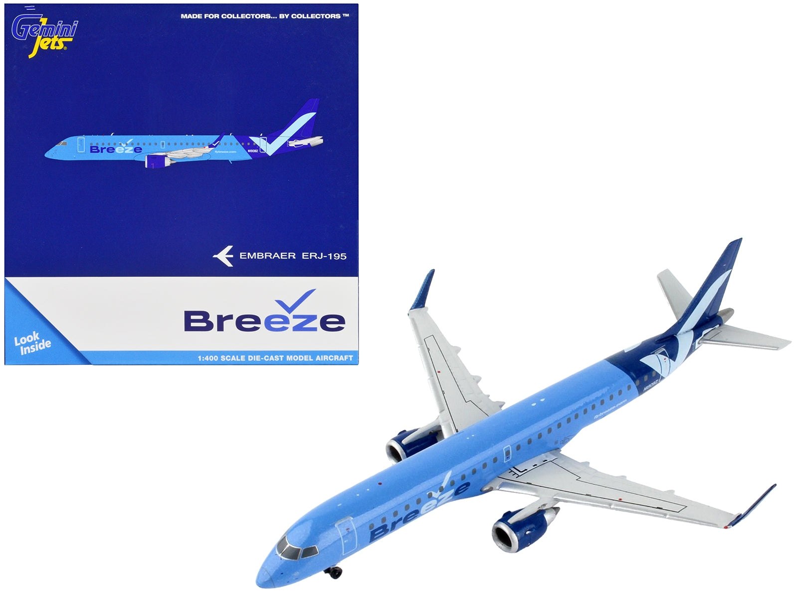 Embraer ERJ-195 Commercial Aircraft "Breeze Airways" Blue 1/400 Diecast Model Airplane by GeminiJets - Premium Embraer from GeminiJets - Just $64.99! Shop now at Rapidvehicles