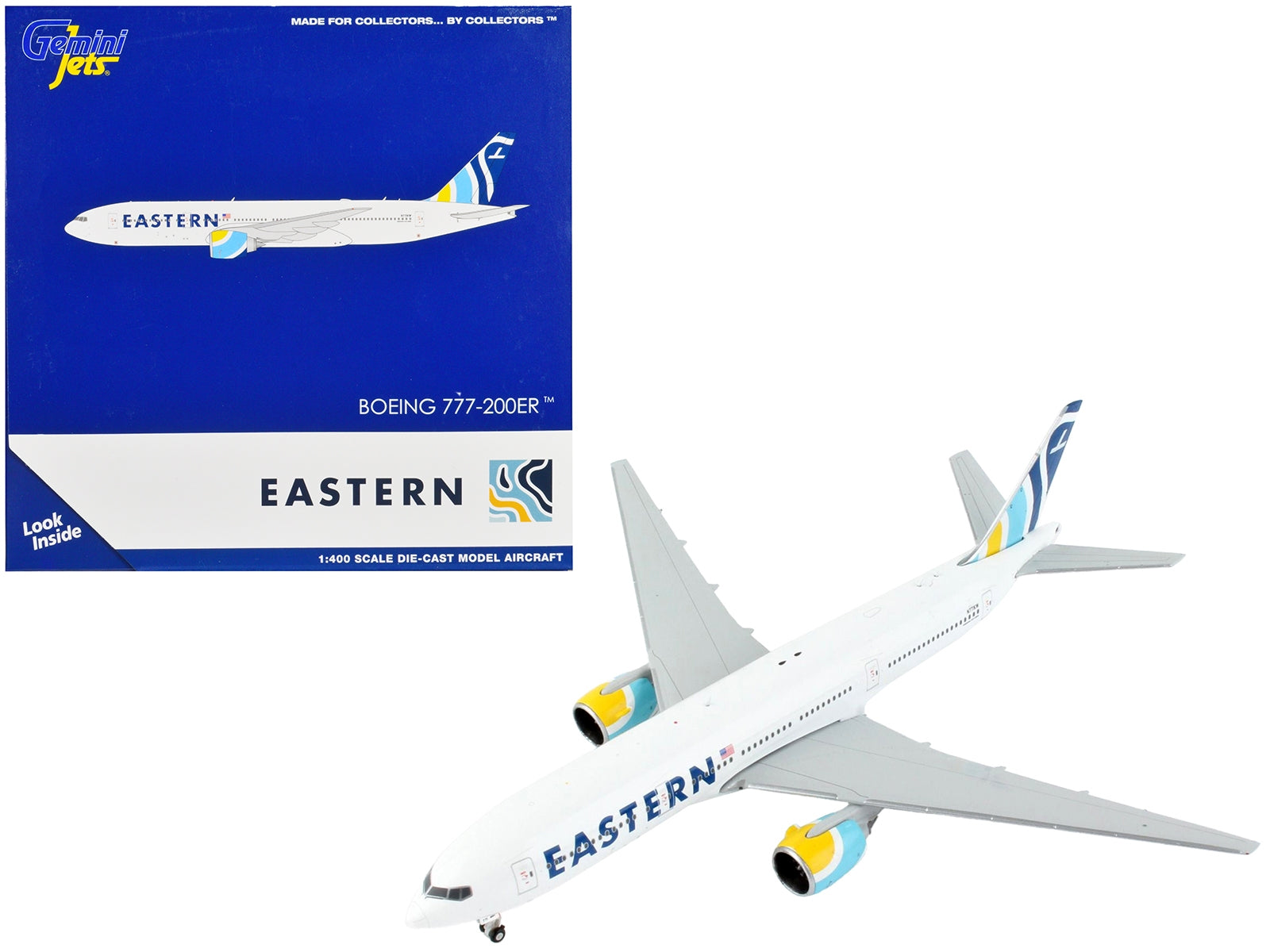 Boeing 777-200ER Commercial Aircraft "Eastern Air Lines" White with Striped Tail 1/400 Diecast Model Airplane by GeminiJets - Premium Boeing from GeminiJets - Just $85.99! Shop now at Rapidvehicles