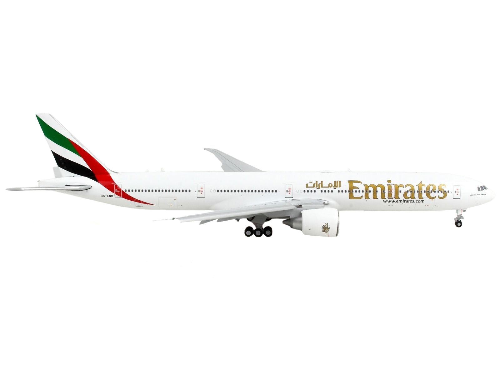 Boeing 777-300ER Commercial Aircraft with Flaps Down "Emirates Airlines" White with Striped Tail 1/400 Diecast Model Airplane by GeminiJets - Premium Boeing from GeminiJets - Just $89.99! Shop now at Rapidvehicles