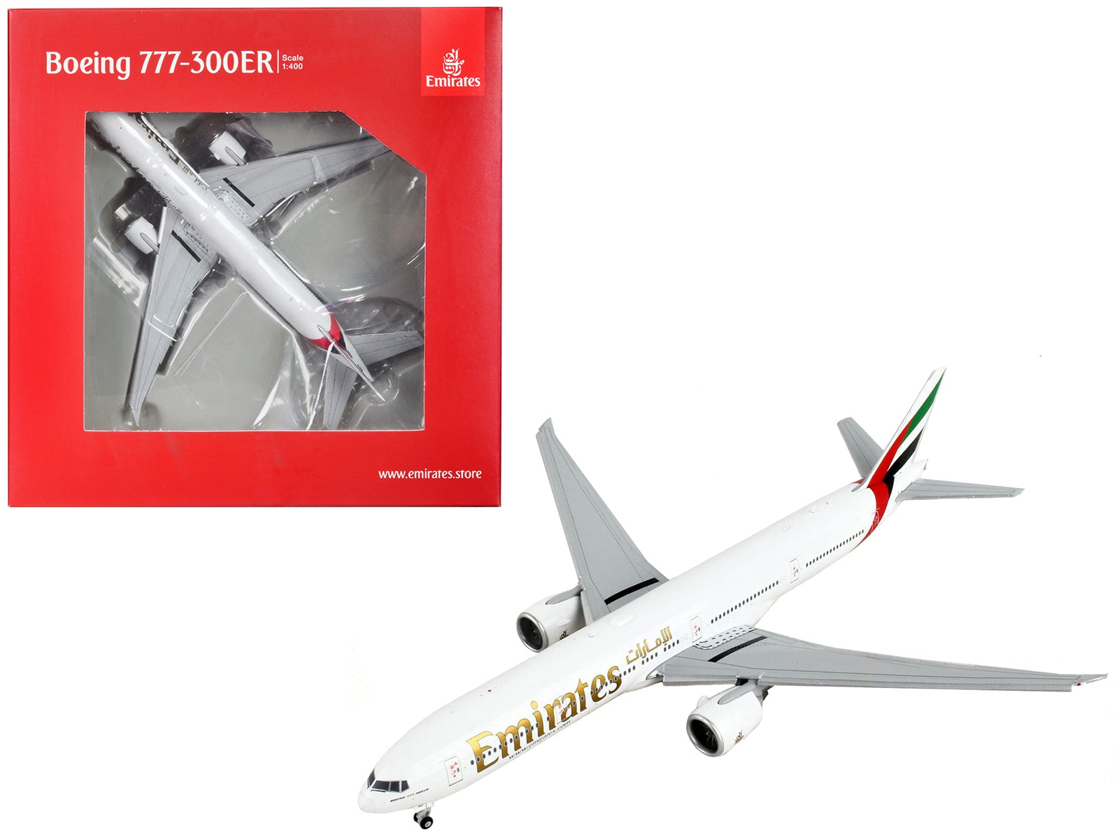 Boeing 777-300ER Commercial Aircraft with Flaps Down "Emirates Airlines" White with Striped Tail 1/400 Diecast Model Airplane by GeminiJets - Premium Boeing from GeminiJets - Just $89.99! Shop now at Rapidvehicles