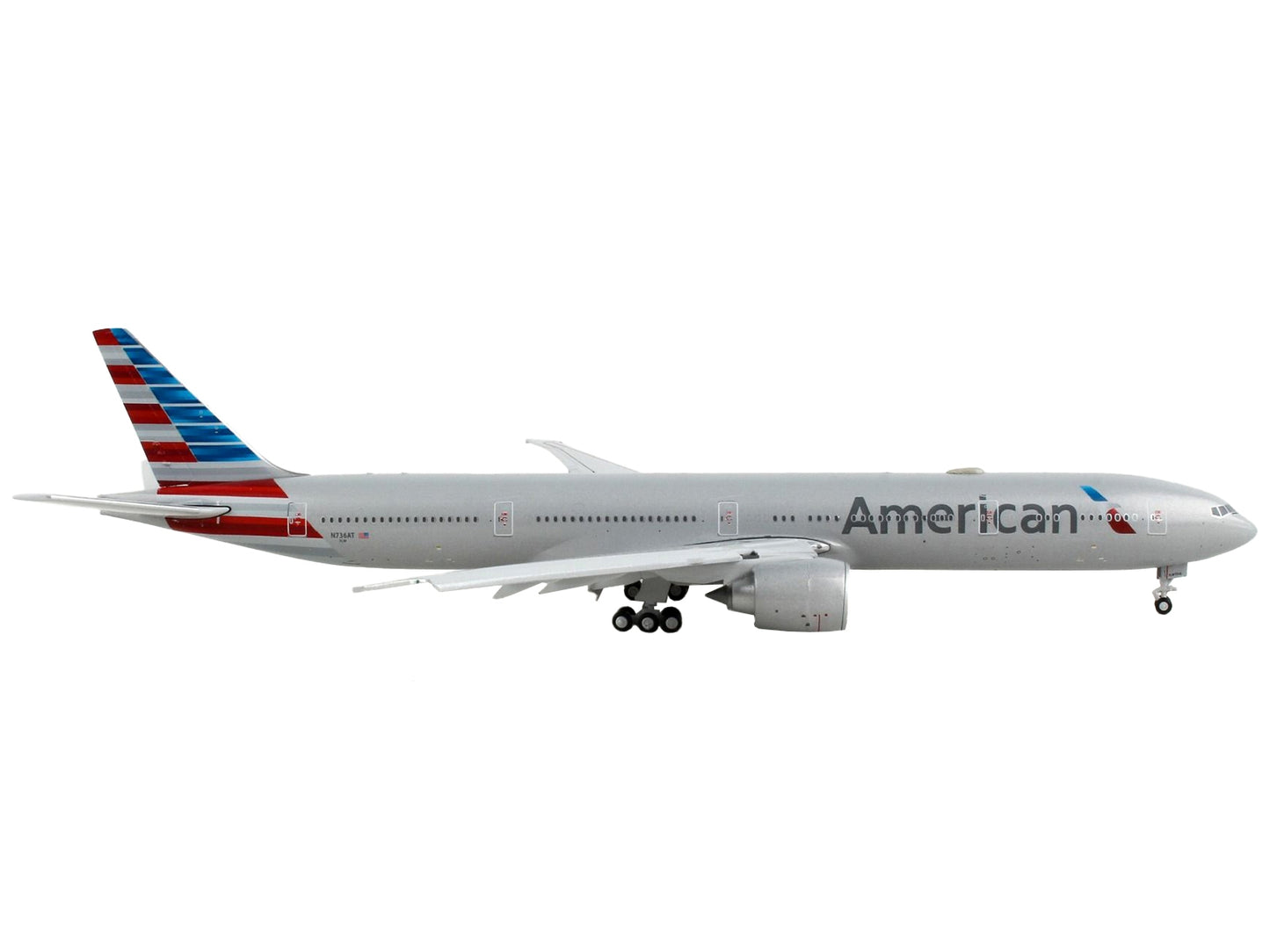 Boeing 777-300ER Commercial Aircraft with Flaps Down "American Airlines" Silver with Striped Tail 1/400 Diecast Model Airplane by GeminiJets - Premium Boeing from GeminiJets - Just $98.99! Shop now at Rapidvehicles