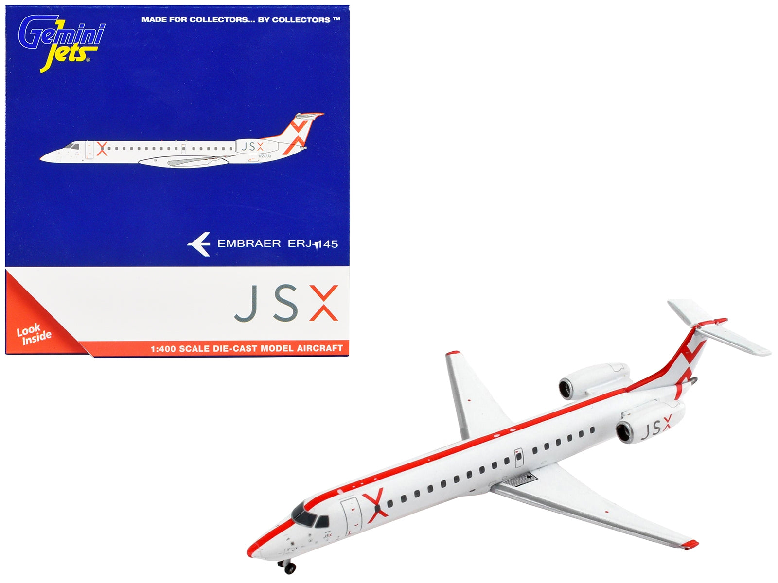 Embraer ERJ-145 Commercial Aircraft "JetSuiteX" White with Red Stripes 1/400 Diecast Model Airplane by GeminiJets - Premium Embraer from GeminiJets - Just $63.99! Shop now at Rapidvehicles