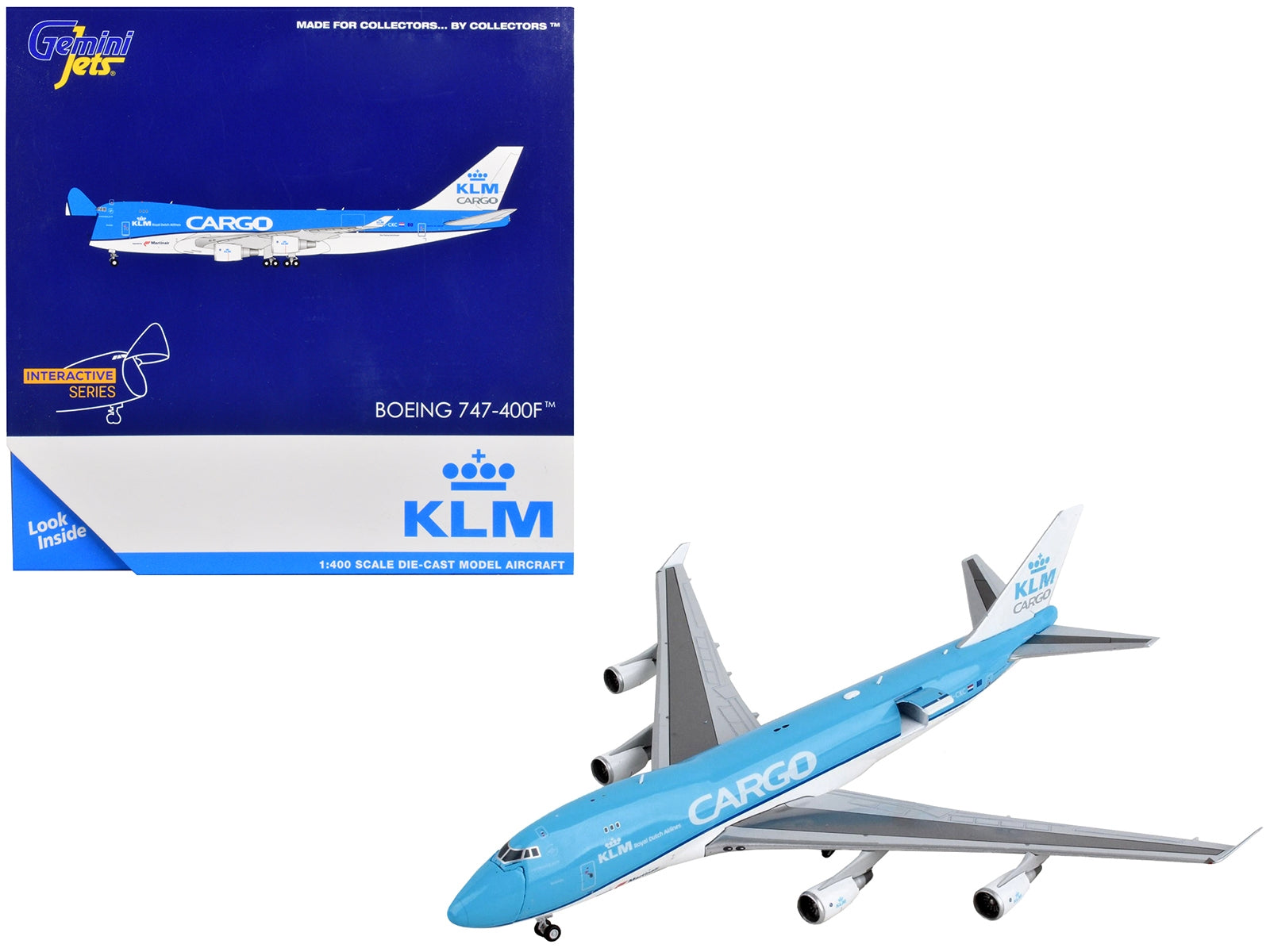 Boeing 747-400F Commercial Aircraft "KLM Royal Dutch Airlines Cargo" Blue and White "Interactive Series" 1/400 Diecast Model Airplane by GeminiJets - Premium Boeing from GeminiJets - Just $90.99! Shop now at Rapidvehicles