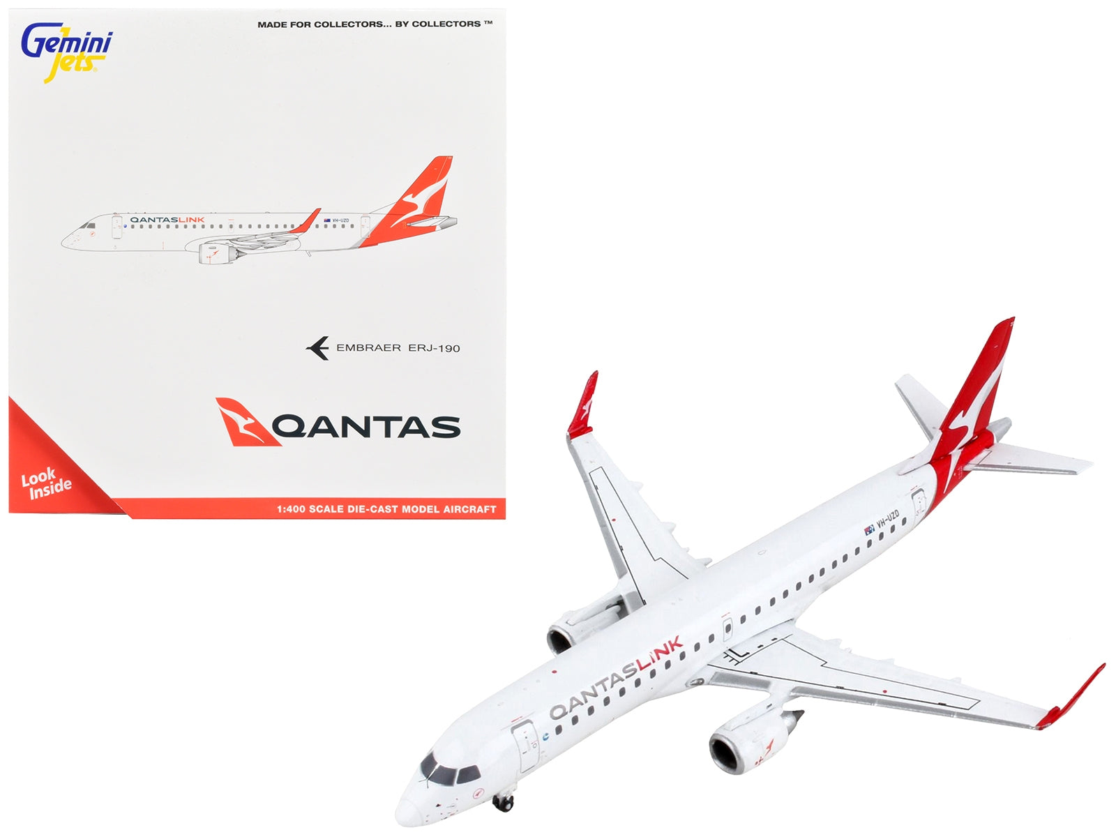 Embraer ERJ-190 Commercial Aircraft "QantasLink" White with Red Tail 1/400 Diecast Model Airplane by GeminiJets - Premium Embraer from GeminiJets - Just $64.99! Shop now at Rapidvehicles