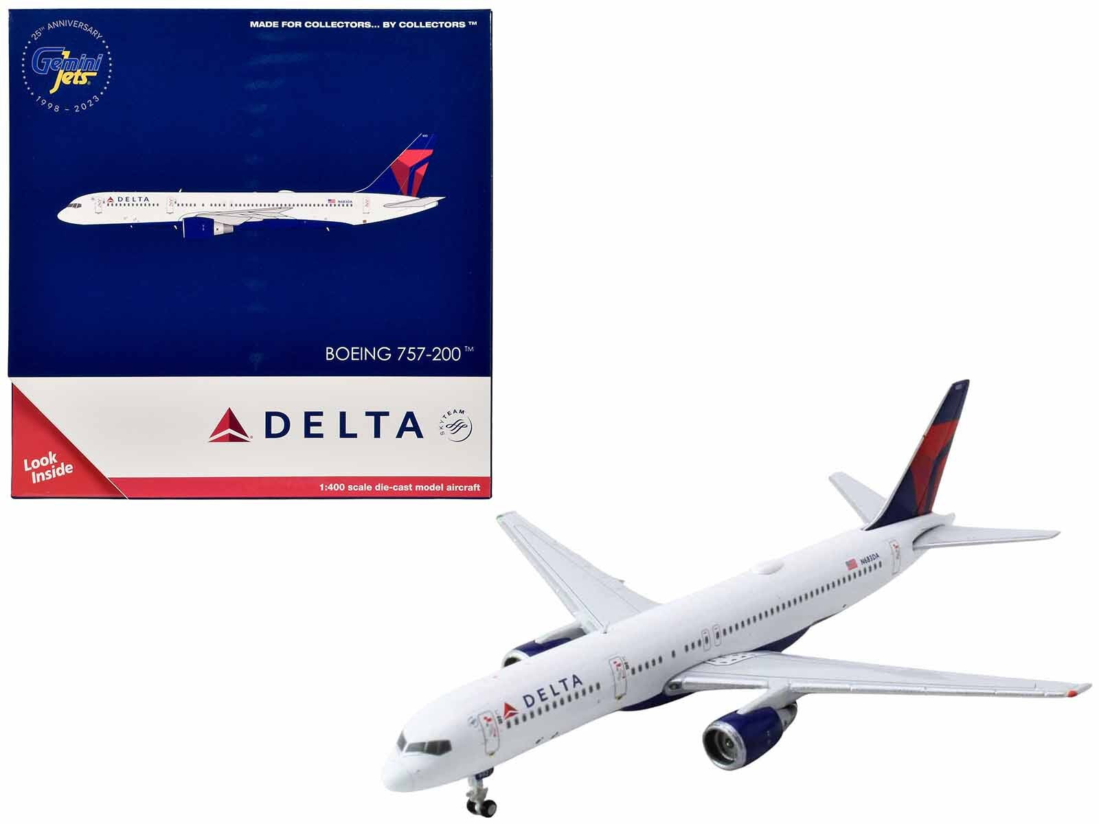 Boeing 757-200 Commercial Aircraft "Delta Air Lines" (N683DA) White with Red and Blue Tail 1/400 Diecast Model Airplane by GeminiJets - Premium Boeing from GeminiJets - Just $72.99! Shop now at Rapidvehicles