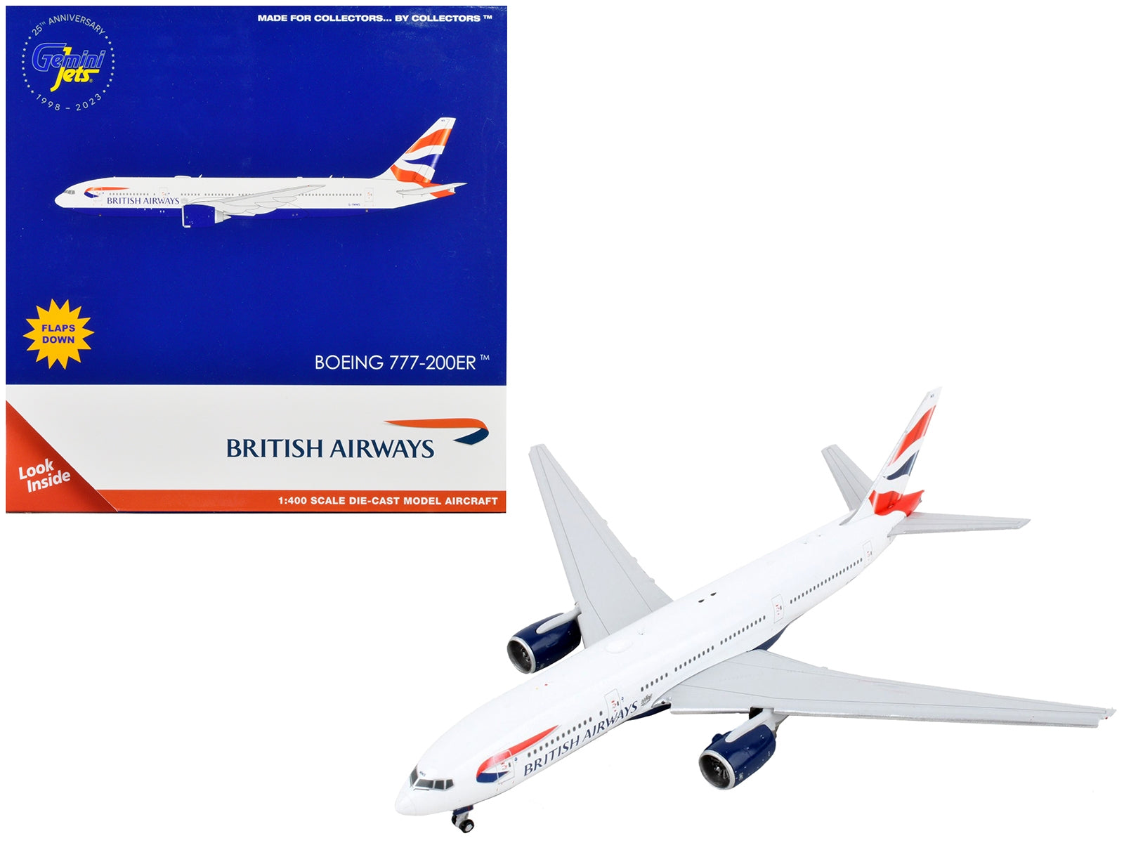 Boeing 777-200ER Commercial Aircraft with Flaps Down "British Airways" White with Tail Stripes 1/400 Diecast Model Airplane by GeminiJets - Premium Boeing from GeminiJets - Just $85.99! Shop now at Rapidvehicles