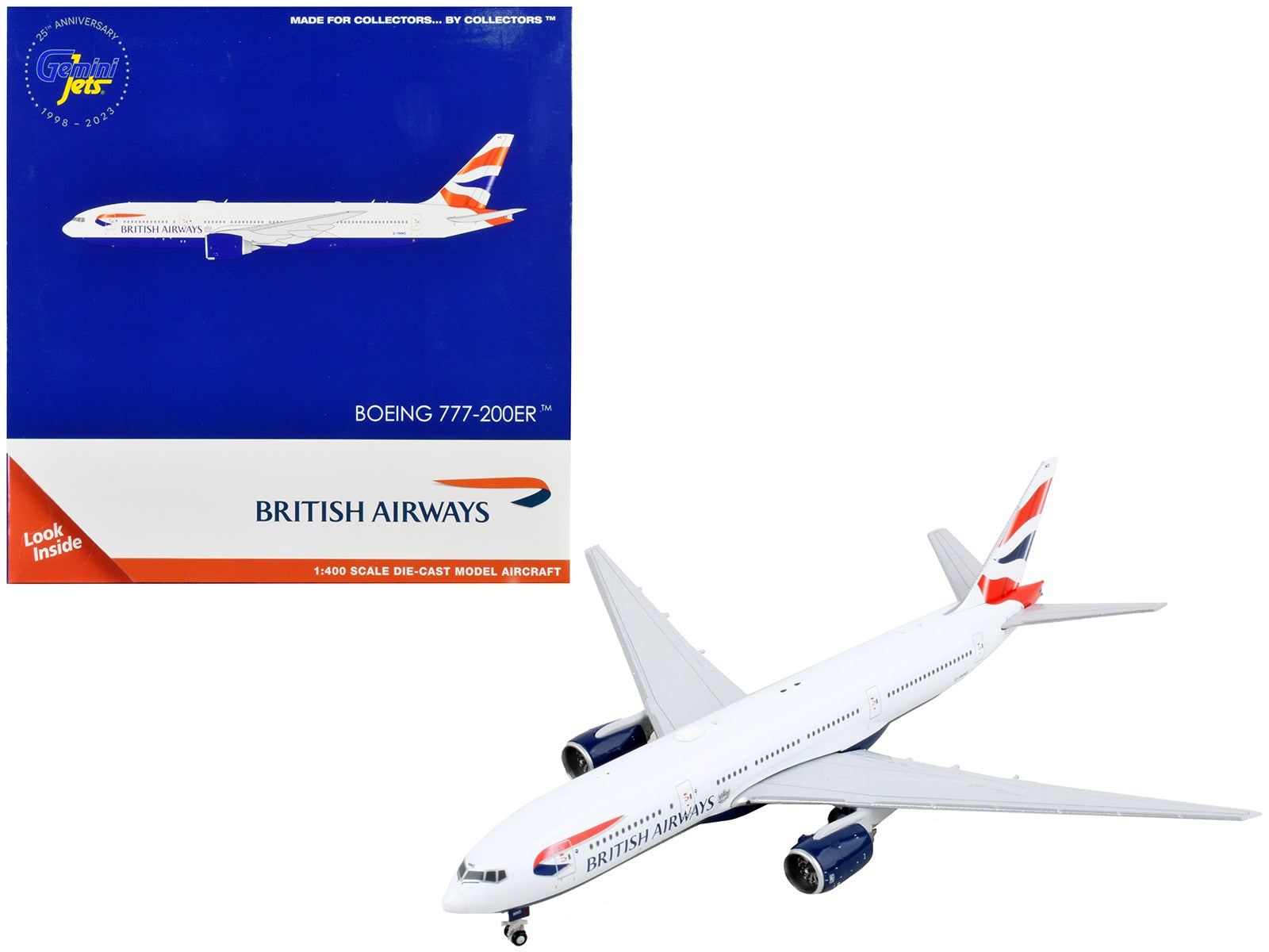 Boeing 777-200ER Commercial Aircraft "British Airways" White with Tail Stripes 1/400 Diecast Model Airplane by GeminiJets - Premium Boeing from GeminiJets - Just $83.99! Shop now at Rapidvehicles