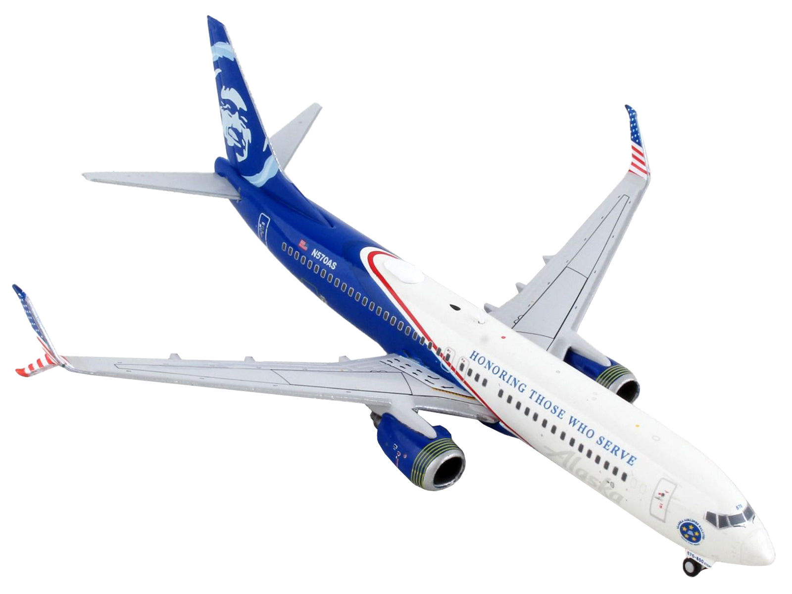 Boeing 737-800 Commercial Aircraft "Alaska Airlines - Honoring Those Who Serve" White and Blue 1/400 Diecast Model Airplane by GeminiJets - Premium  from GeminiJets - Just $65.99! Shop now at Rapidvehicles