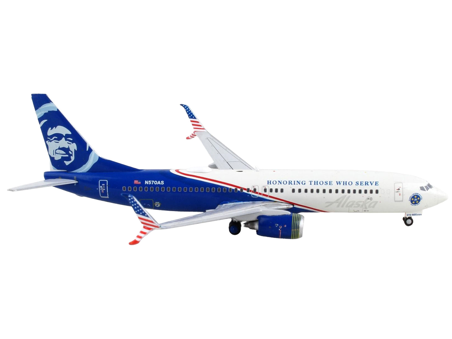 Boeing 737-800 Commercial Aircraft "Alaska Airlines - Honoring Those Who Serve" White and Blue 1/400 Diecast Model Airplane by GeminiJets - Premium Boeing from GeminiJets - Just $66.28! Shop now at Rapidvehicles