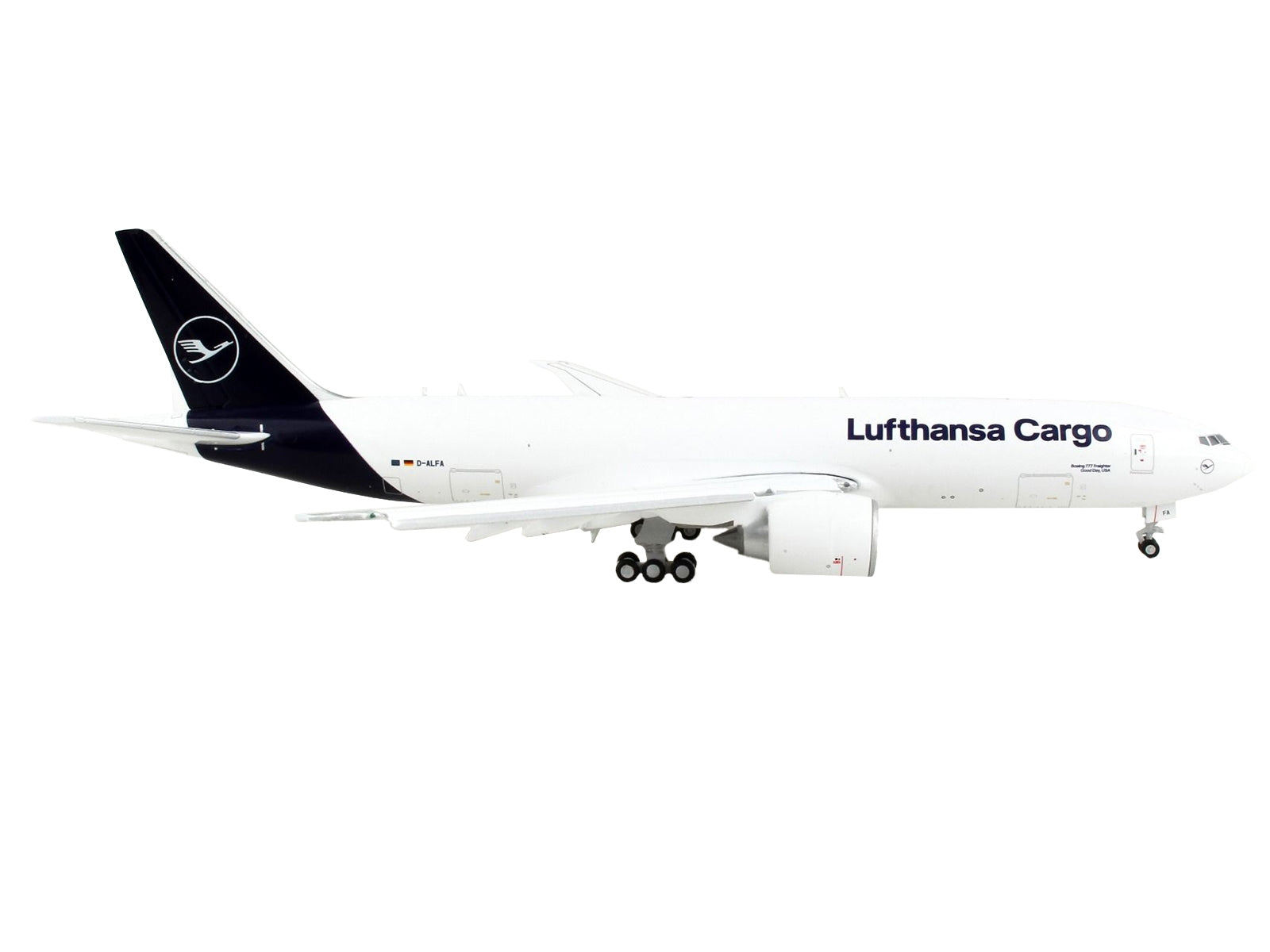 Boeing 777F Commercial Aircraft with Flaps Down "Lufthansa Cargo" White with Dark Blue Tail 1/400 Diecast Model Airplane by GeminiJets - Premium Boeing from GeminiJets - Just $85.99! Shop now at Rapidvehicles