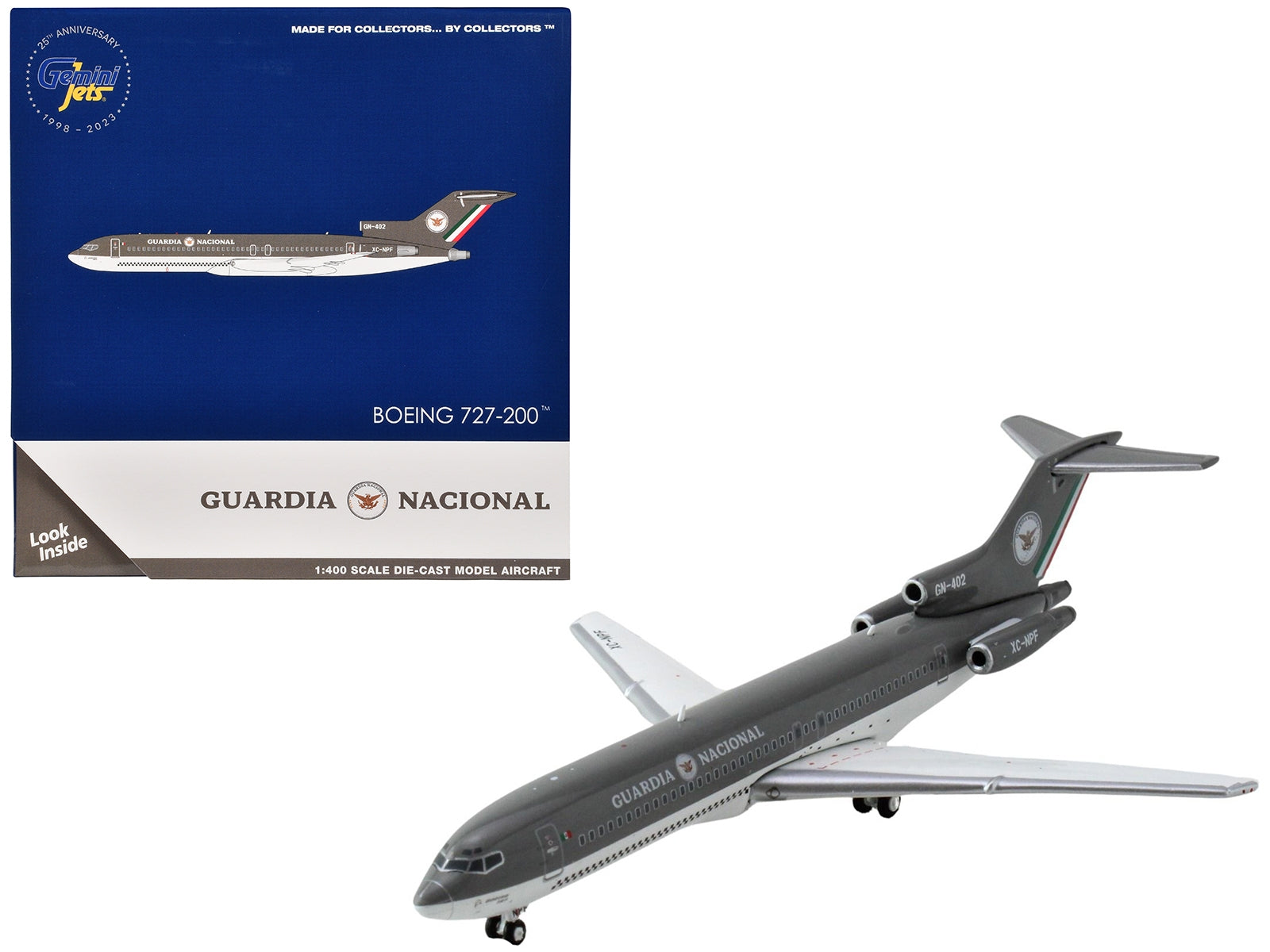 Boeing 727-200 Commercial Aircraft "Guardia Nacional - Mexico National Guard" (XC-NPF/GN-402) Gray 1/400 Diecast Model Airplane by GeminiJets - Premium Boeing from GeminiJets - Just $67.99! Shop now at Rapidvehicles