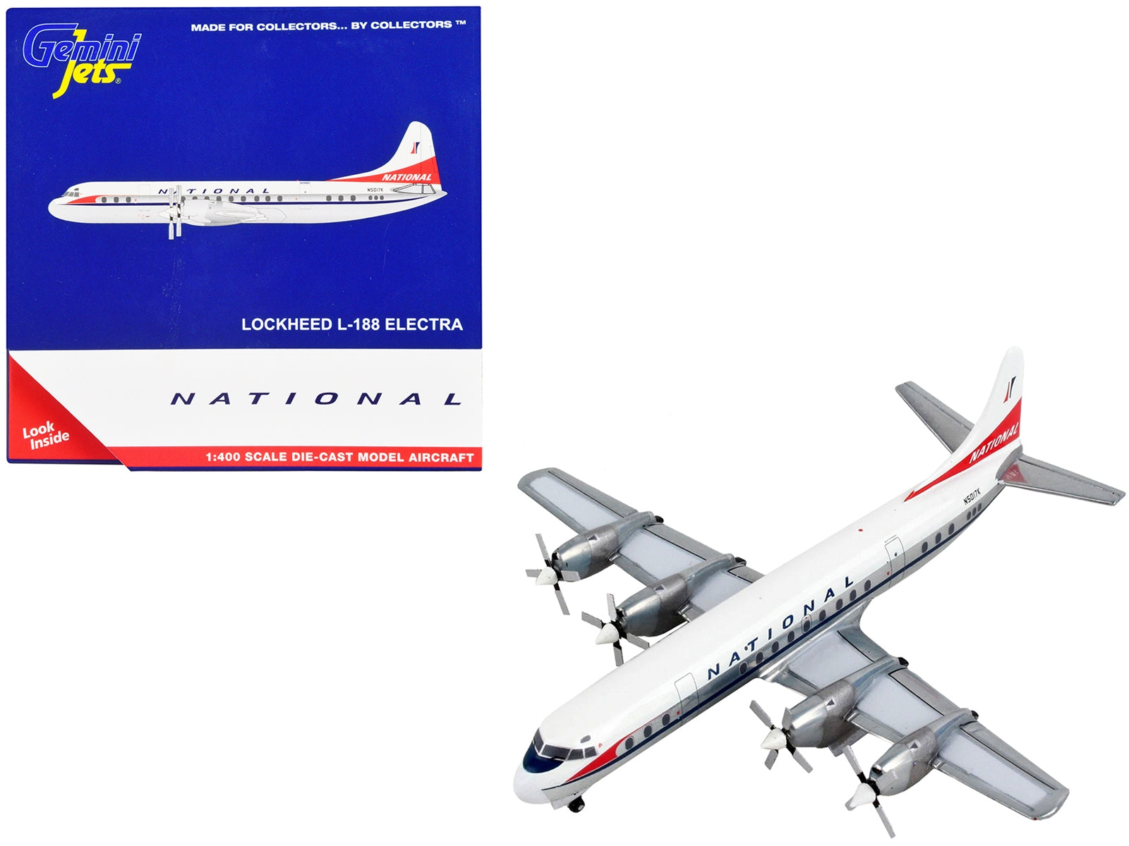 Lockheed L-188 Electra Commercial Aircraft "National Airlines" White with Red Tail 1/400 Diecast Model Airplane by GeminiJets - Premium Lockheed from GeminiJets - Just $66.99! Shop now at Rapidvehicles