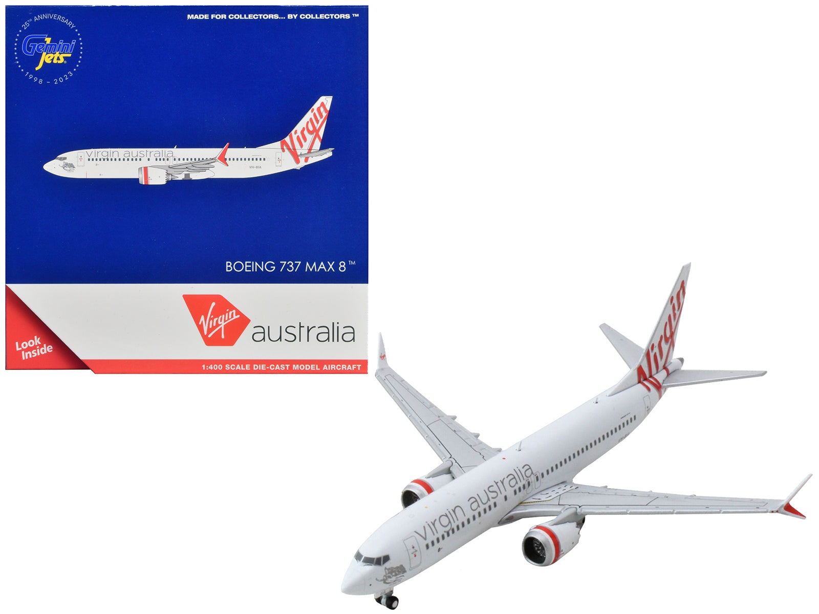 Boeing 737 MAX 8 Commercial Aircraft "Virgin Australia" White with Red Tail Graphics 1/400 Diecast Model Airplane by GeminiJets - Premium Boeing from GeminiJets - Just $64.99! Shop now at Rapidvehicles