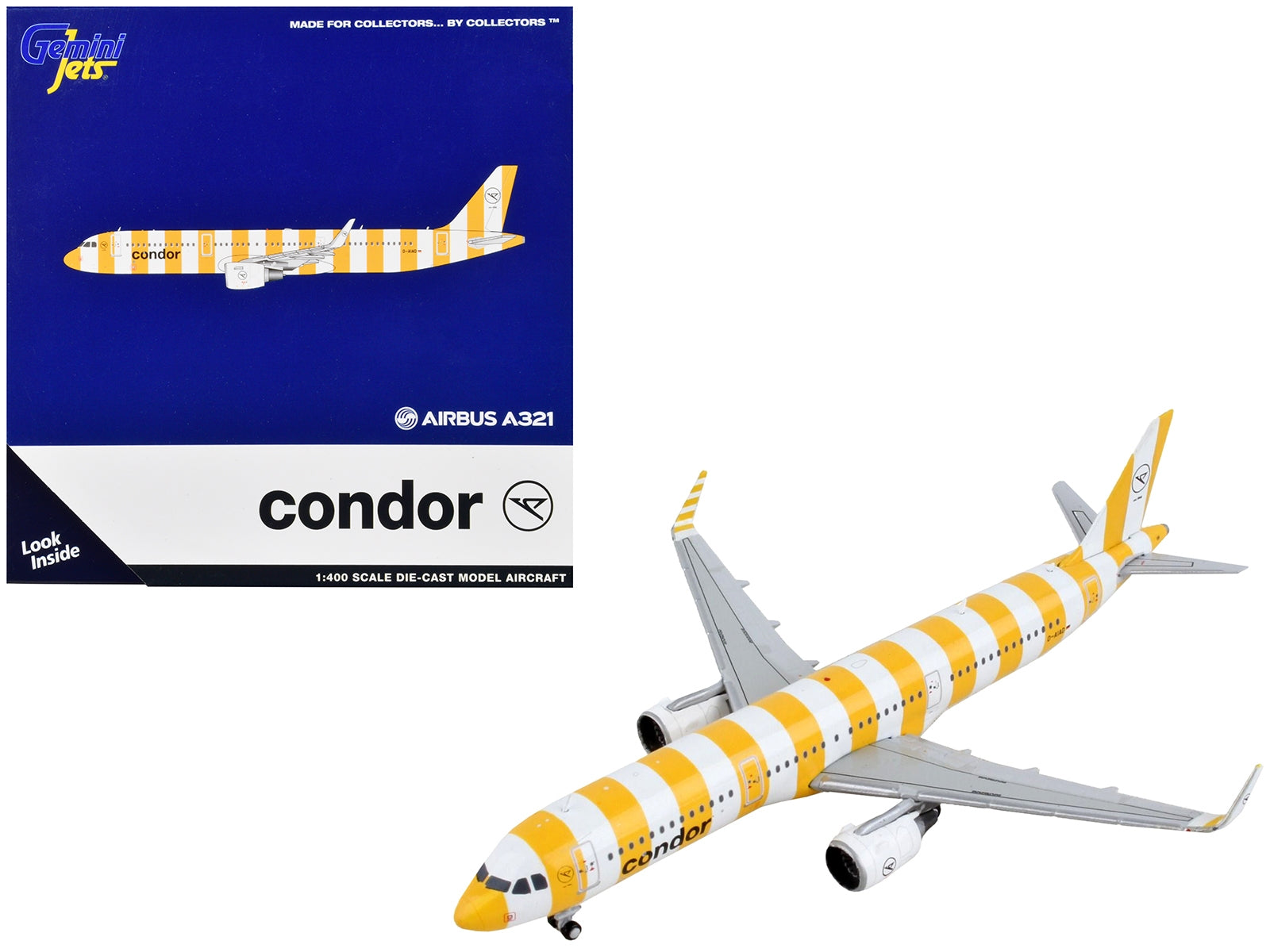 Airbus A321 Commercial Aircraft "Condor Airlines" White and Yellow Stripes 1/400 Diecast Model Airplane by GeminiJets - Premium Aircrafts and War Planes from GeminiJets - Just $66.99! Shop now at Rapidvehicles