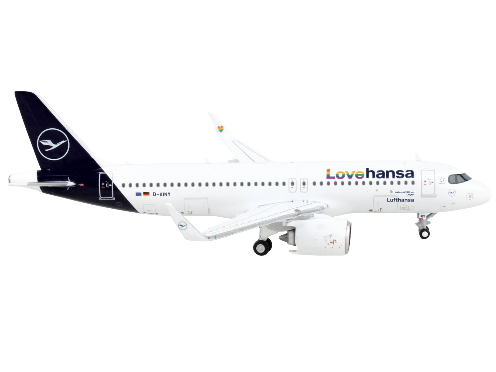 Airbus A320neo Commercial Aircraft "Lufthansa - Lovehansa" White with Dark Blue Tail 1/400 Diecast Model Airplane by GeminiJets - Premium Aircrafts and War Planes from GeminiJets - Just $66.99! Shop now at Rapidvehicles