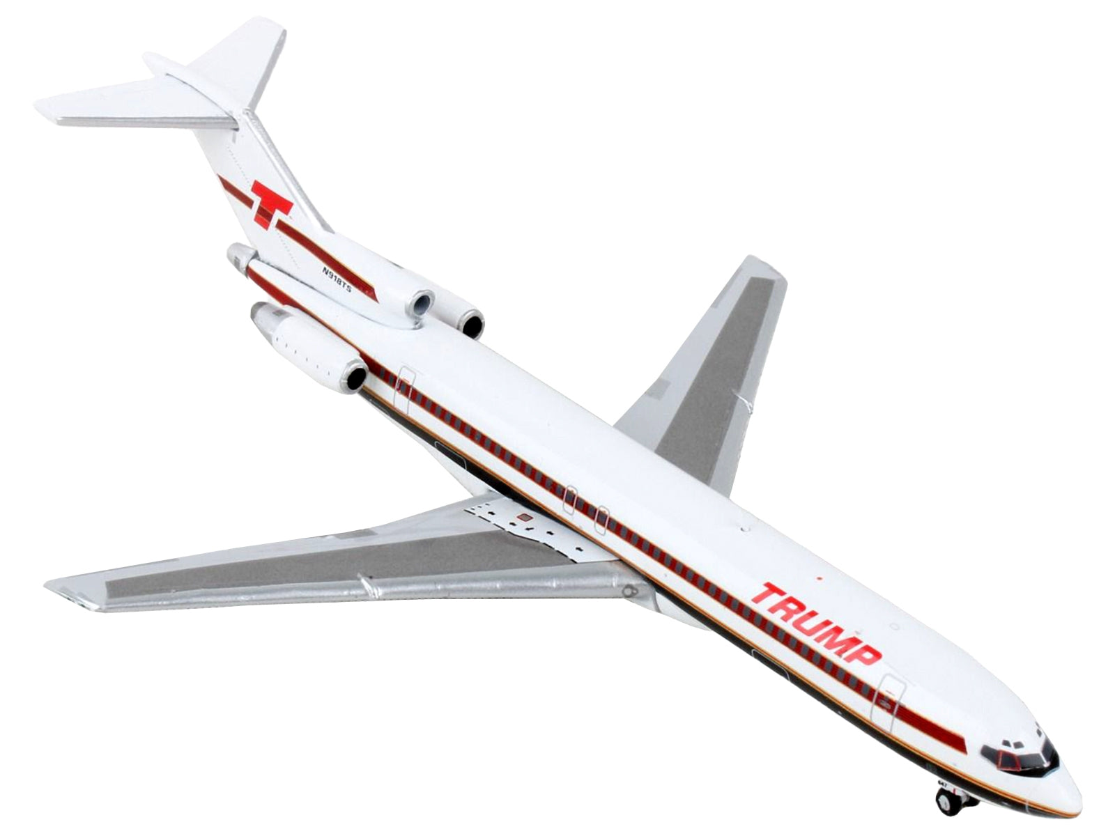 Boeing 727-200 Commercial Aircraft "Trump Shuttle" White with Red Stripes 1/400 Diecast Model Airplane by GeminiJets - Premium Boeing from GeminiJets - Just $64.99! Shop now at Rapidvehicles