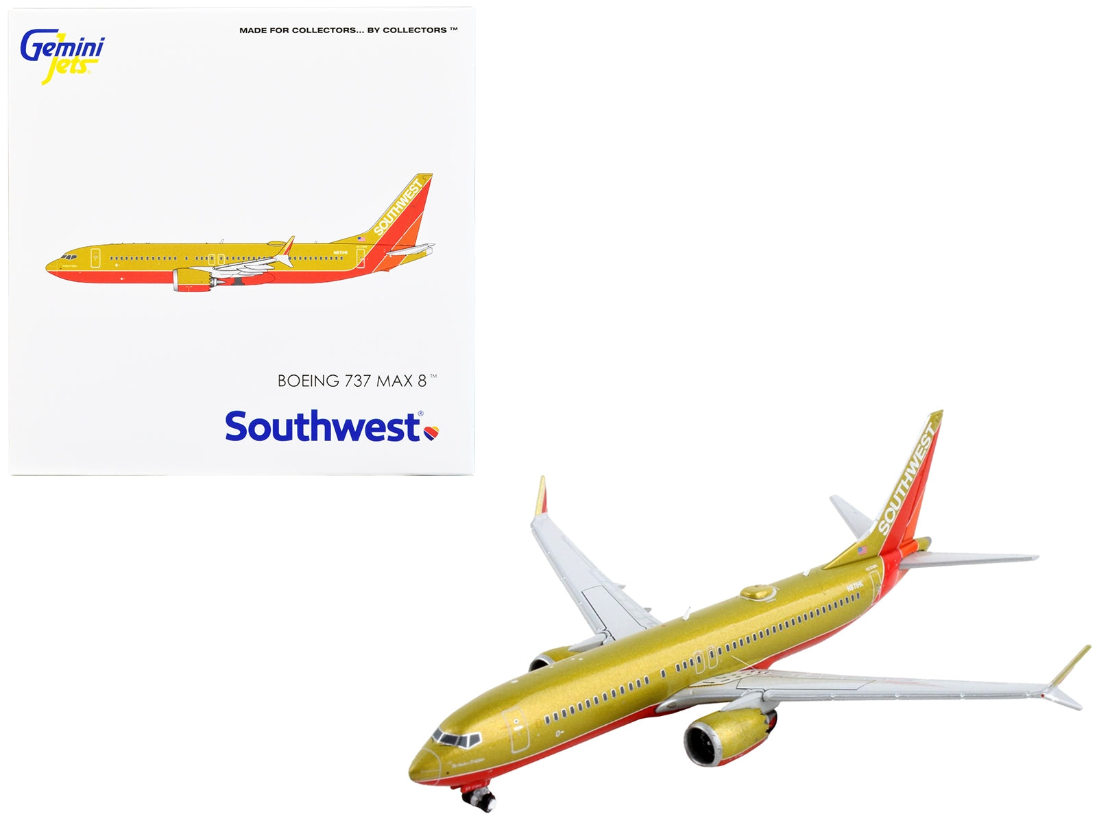 Boeing 737 MAX 8 Commercial Aircraft "Southwest Airlines" Gold with Red Stripes 1/400 Diecast Model Airplane by GeminiJets - Premium Boeing from GeminiJets - Just $64.99! Shop now at Rapidvehicles