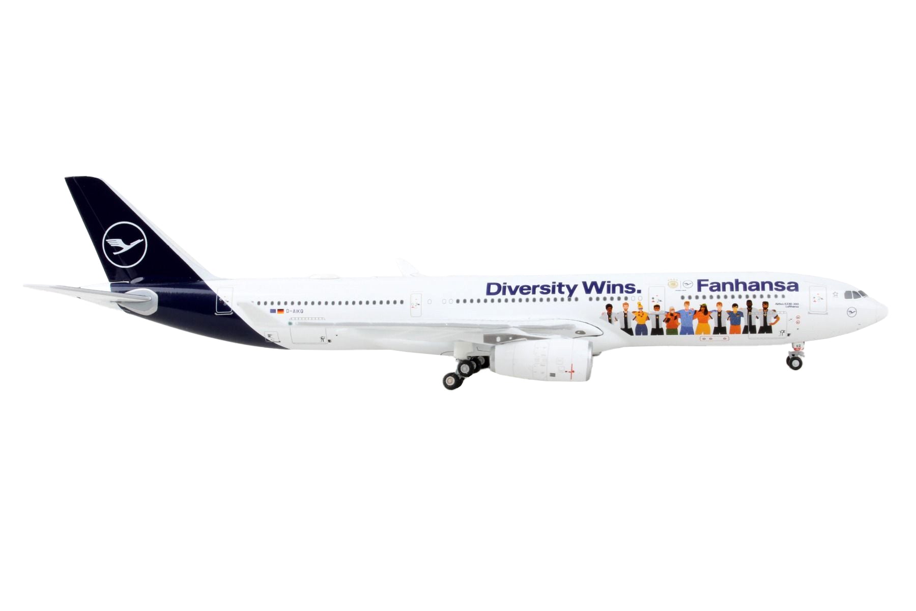 Airbus A330-300 Commercial Aircraft "Lufthansa - Fanhansa Diversity Wins" White with Blue Tail 1/400 Diecast Model Airplane by GeminiJets - Premium  from GeminiJets - Just $72.99! Shop now at Rapidvehicles