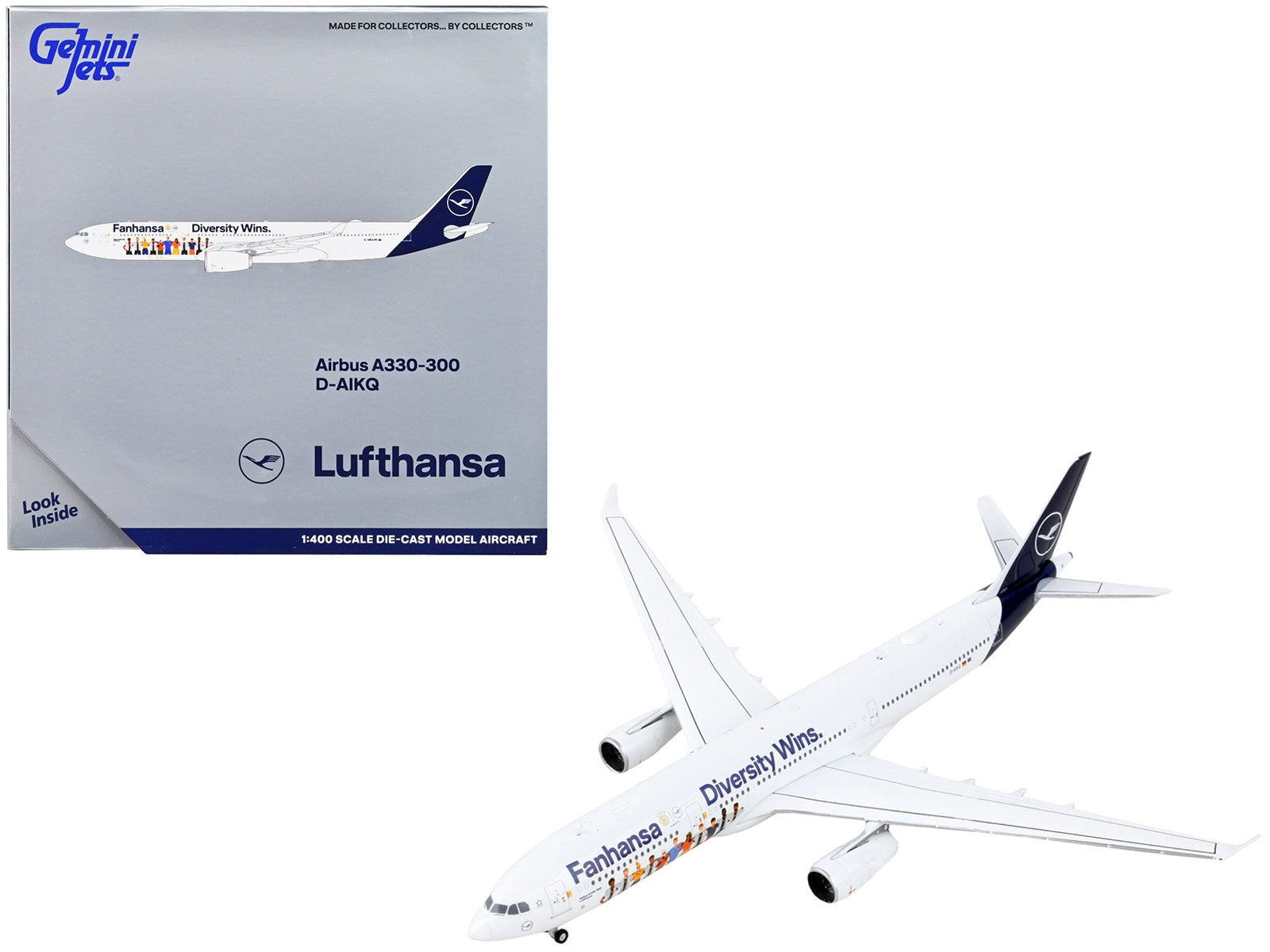 Airbus A330-300 Commercial Aircraft "Lufthansa - Fanhansa Diversity Wins" White with Blue Tail 1/400 Diecast Model Airplane by GeminiJets - Premium Aircrafts and War Planes from GeminiJets - Just $71.99! Shop now at Rapidvehicles