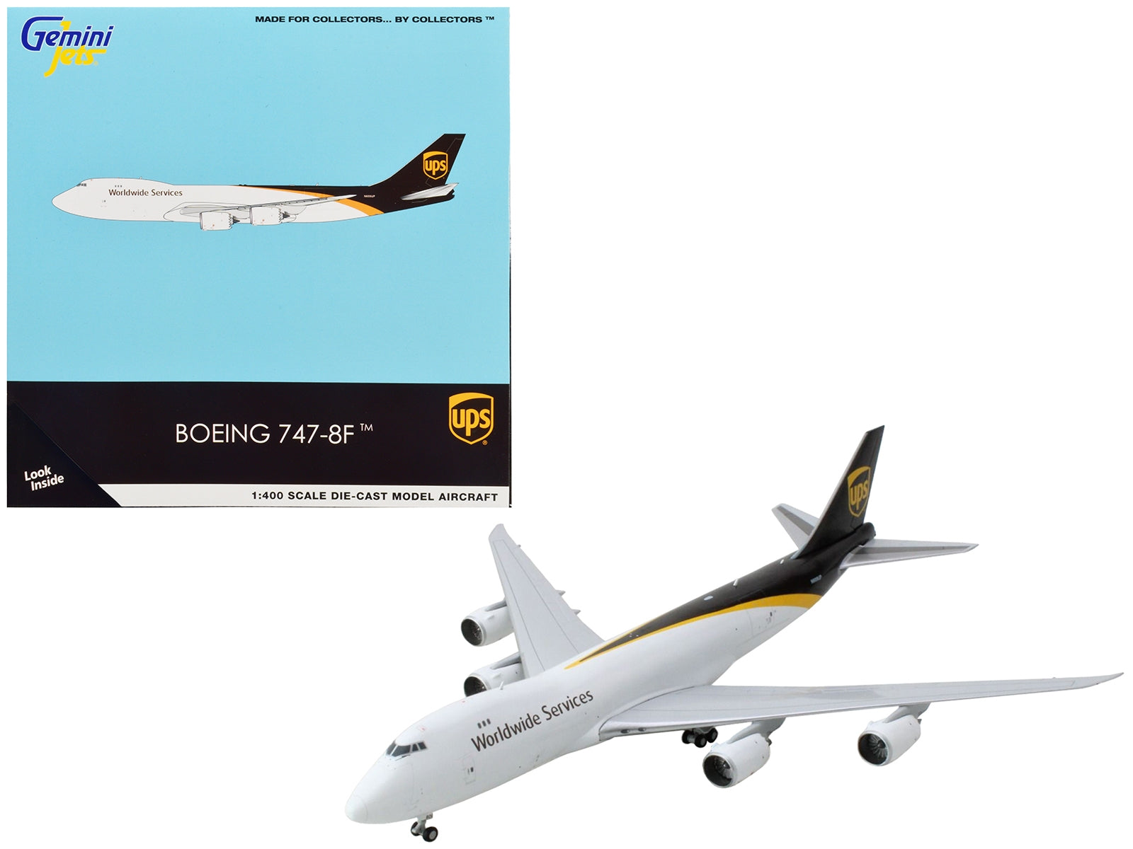 Boeing 747-8F Commercial Aircraft "UPS Worldwide Services" White with Brown Tail 1/400 Diecast Model Airplane by GeminiJets - Premium Boeing from GeminiJets - Just $87.99! Shop now at Rapidvehicles