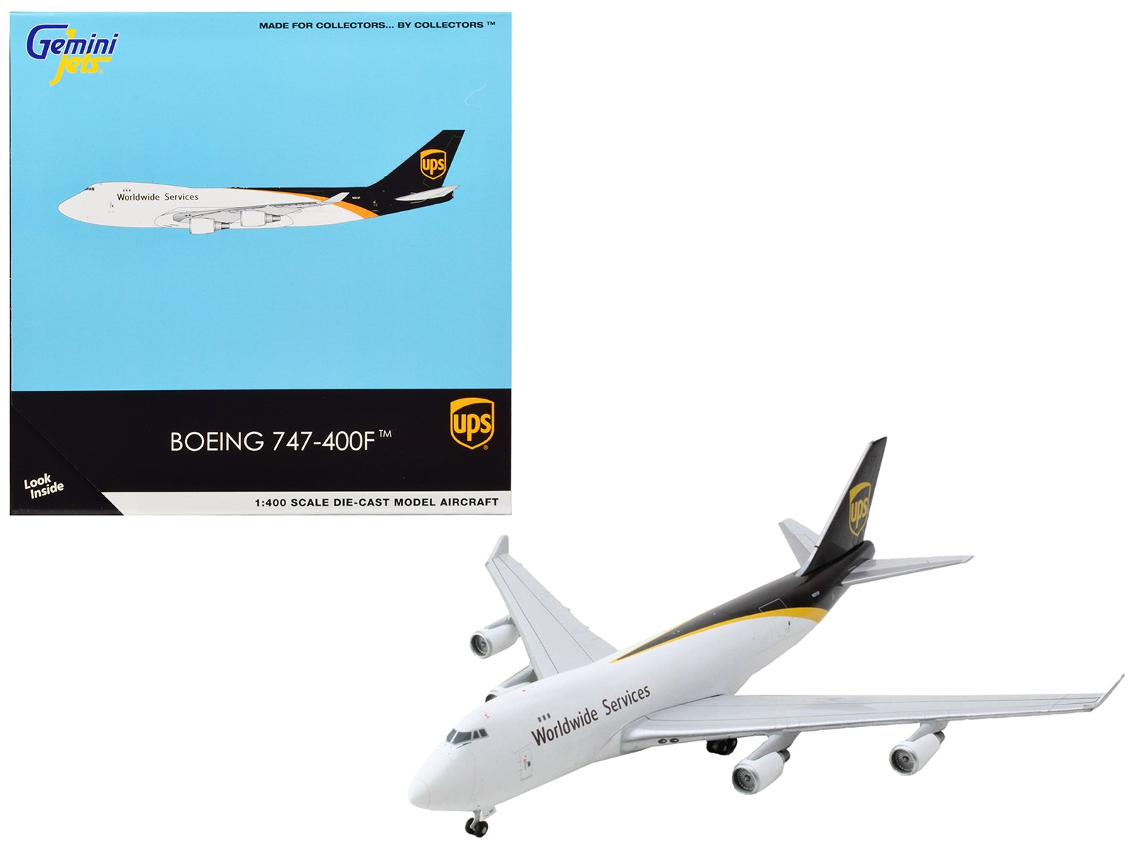 Boeing 747-400F Commercial Aircraft "UPS Worldwide Services" White with Brown Tail 1/400 Diecast Model Airplane by GeminiJets - Premium Boeing from GeminiJets - Just $85.99! Shop now at Rapidvehicles