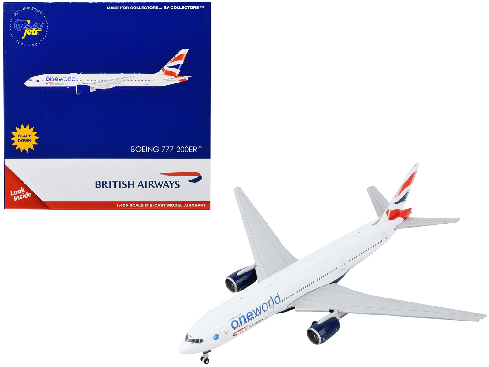 Boeing 777-200ER Commercial Aircraft with Flaps Down "British Airways - OneWorld" White 1/400 Diecast Model Airplane by GeminiJets - Premium Boeing from GeminiJets - Just $85.99! Shop now at Rapidvehicles