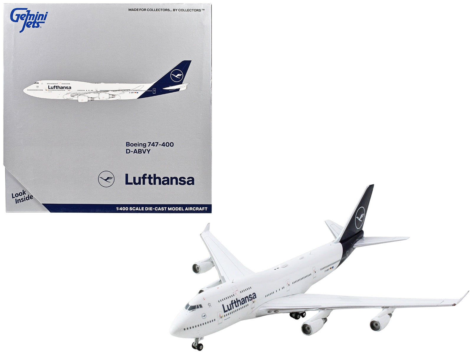 Boeing 747-400 Commercial Aircraft "Lufthansa" (D-ABVY) White with Dark Blue Tail 1/400 Diecast Model Airplane by GeminiJets - Premium Boeing from GeminiJets - Just $89.99! Shop now at Rapidvehicles