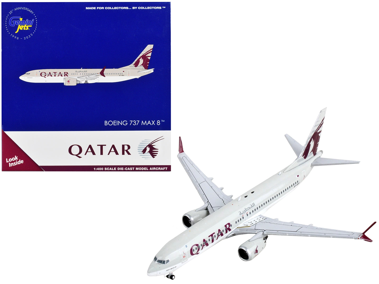 Boeing 737 MAX 8 Commercial Aircraft "Qatar Airways" Gray with Tail Graphics 1/400 Diecast Model Airplane by GeminiJets - Premium Boeing from GeminiJets - Just $66.99! Shop now at Rapidvehicles