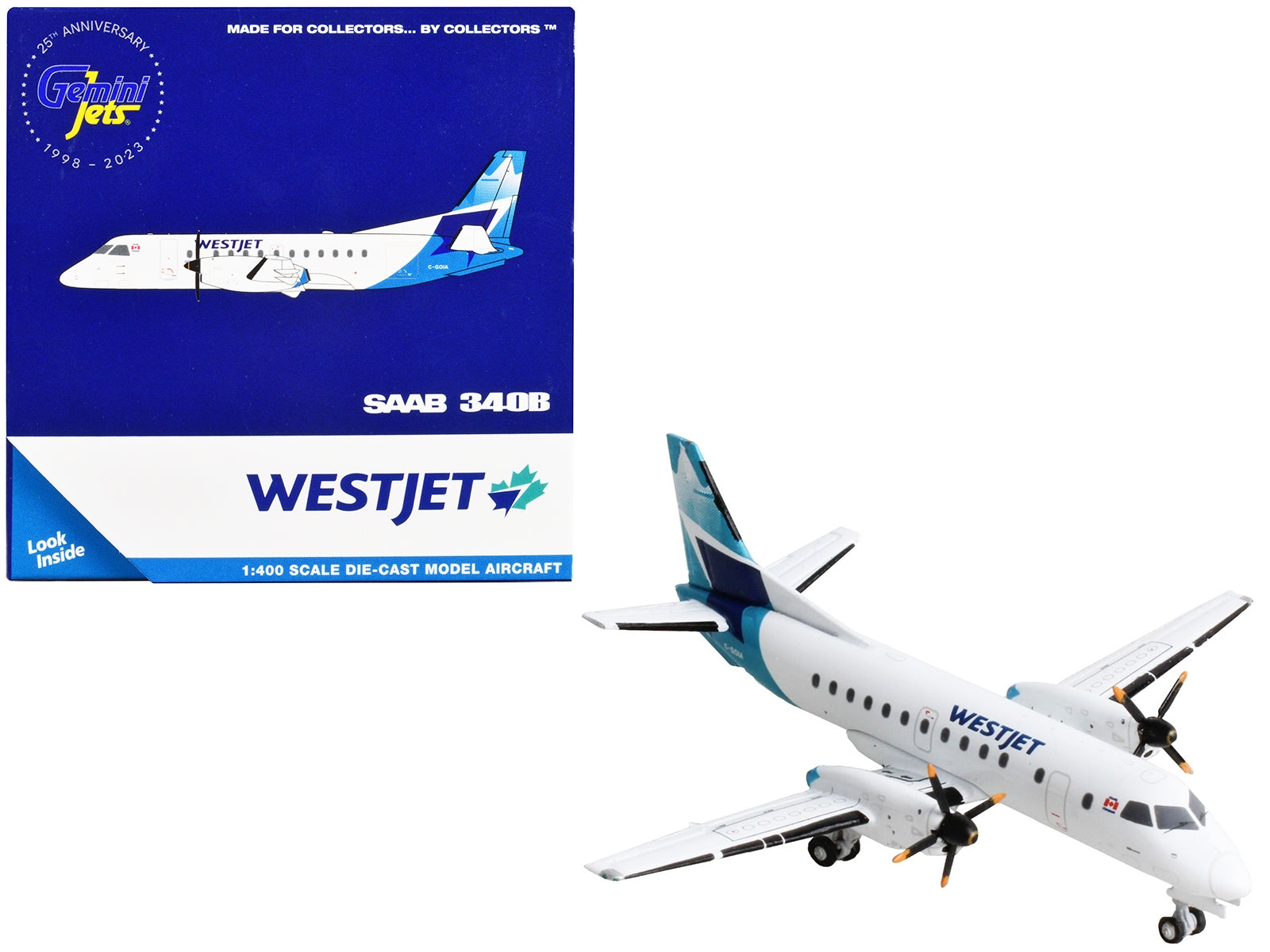 Saab 340B Commercial Aircraft "WestJet Airlines" White with Blue Tail 1/400 Diecast Model Airplane by GeminiJets - Premium Aircrafts and War Planes from GeminiJets - Just $64.99! Shop now at Rapidvehicles