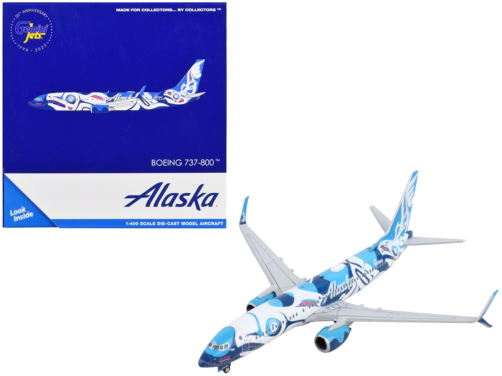 Boeing 737-800 Commercial Aircraft "Alaska Airlines - Salmon People Livery" Blue and White 1/400 Diecast Model Airplane by GeminiJets - Premium Boeing from GeminiJets - Just $66.99! Shop now at Rapidvehicles