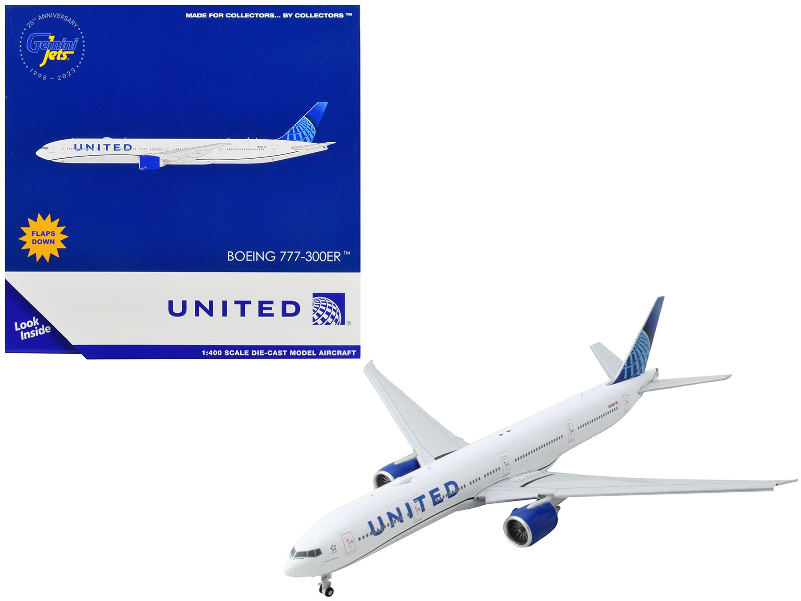 Boeing 777-300ER Commercial Aircraft with Flaps Down "United Airlines" White with Blue Tail 1/400 Diecast Model Airplane by GeminiJets - Premium Boeing from GeminiJets - Just $85.99! Shop now at Rapidvehicles