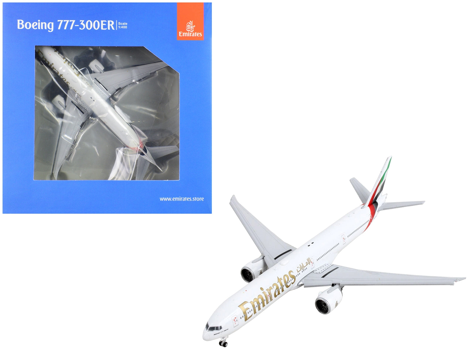 Boeing 777-300ER Commercial Aircraft with Flaps Down "Emirates Airlines" White with Tail Stripes 1/400 Diecast Model Airplane by GeminiJets - Premium Boeing from GeminiJets - Just $85.99! Shop now at Rapidvehicles