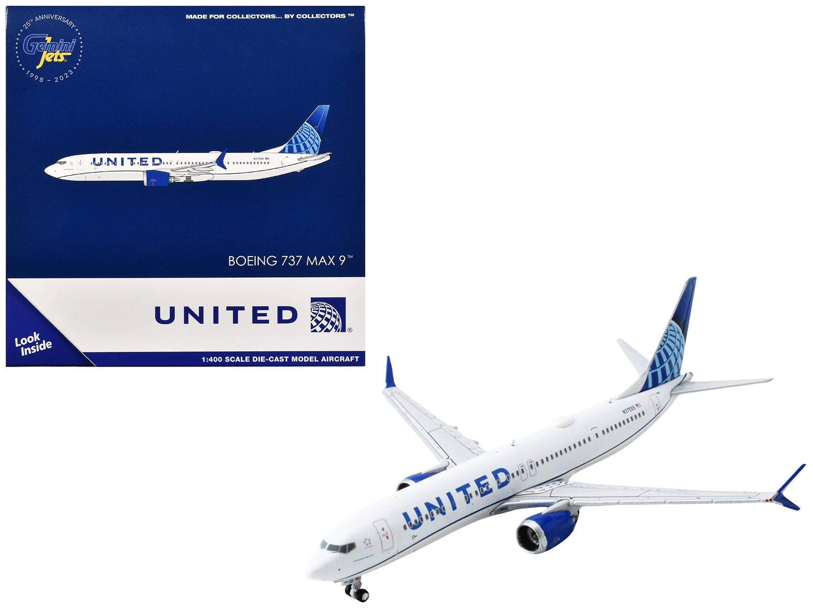 Boeing 737 MAX 9 Commercial Aircraft "United Airlines" (N37555) White with Blue Tail 1/400 Diecast Model Airplane by GeminiJets - Premium Boeing from GeminiJets - Just $69.99! Shop now at Rapidvehicles