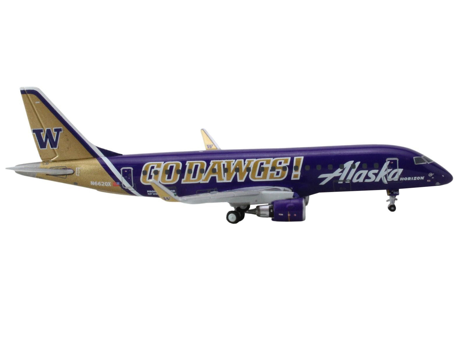 Embraer ERJ-175 Commercial Aircraft "Alaska Airlines - Horizon Air - University of Washington Huskies" (N662QX) Purple with Gold Tail 1/400 Diecast Model Airplane by GeminiJets - Premium Embraer from GeminiJets - Just $74.69! Shop now at Rapidvehicles